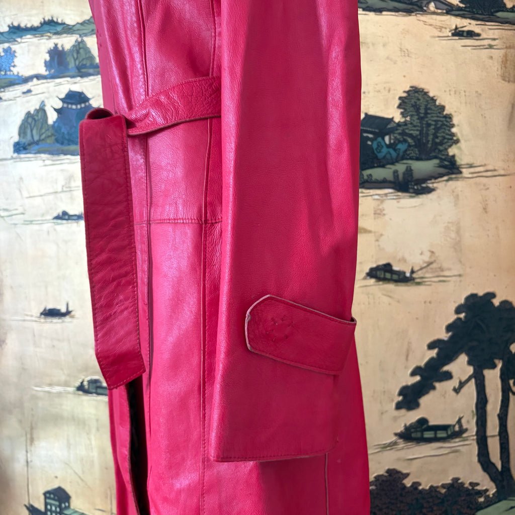 Dolce & Gabbana Red Leather Trench Coat