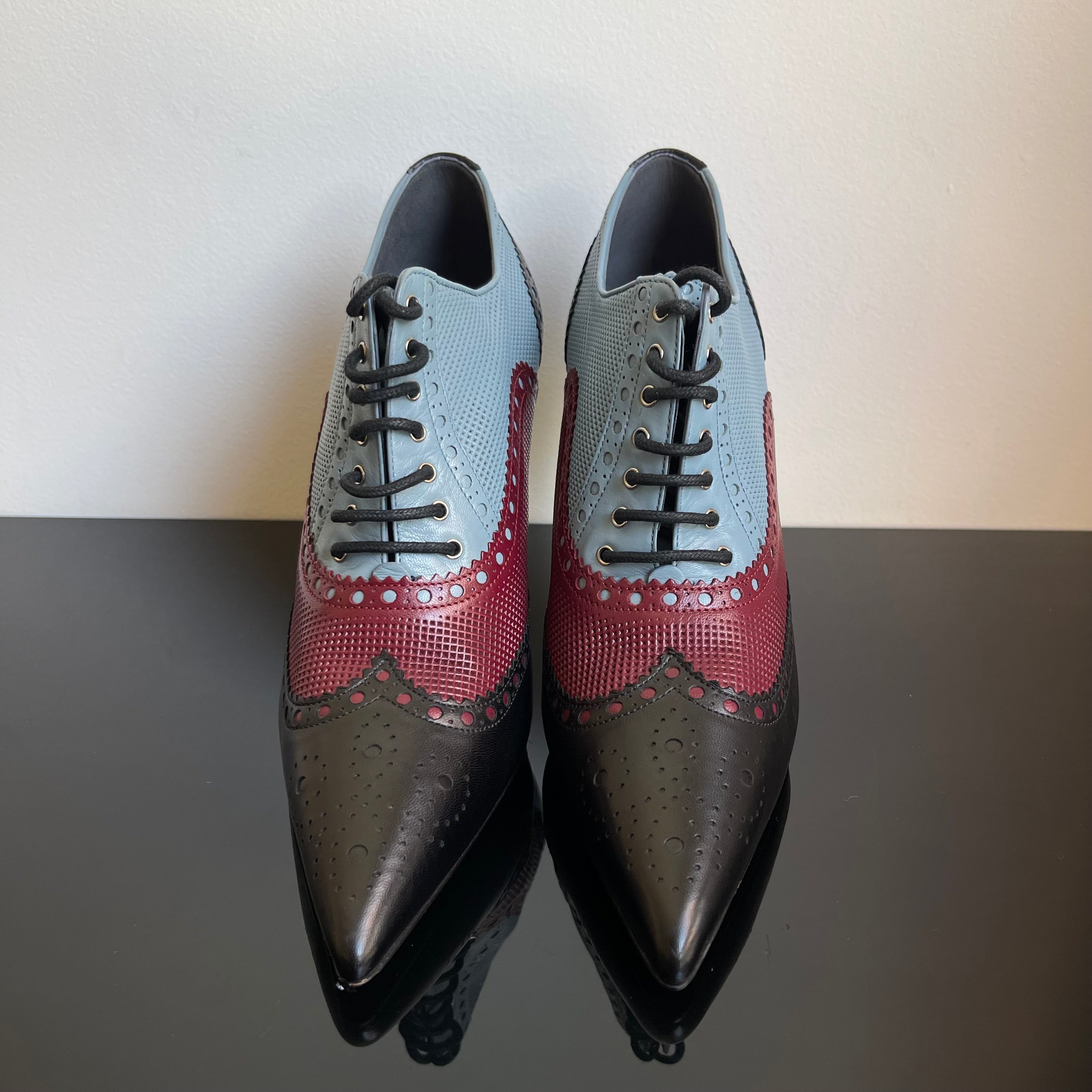 Gucci Calfskin Gia Oxford Stiletto Ankle Boots