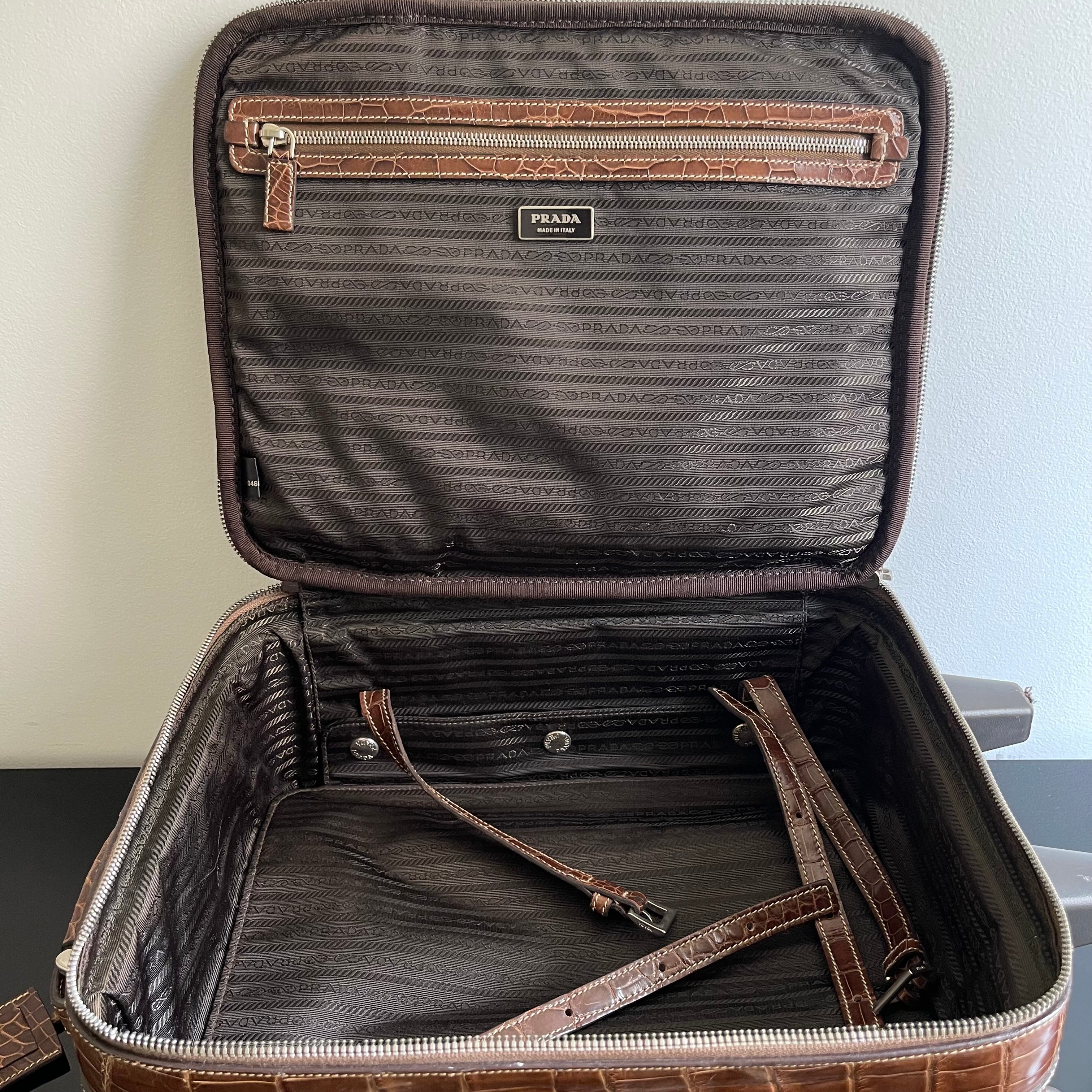 Prada Crocodile Leather Trolley Travel Bag