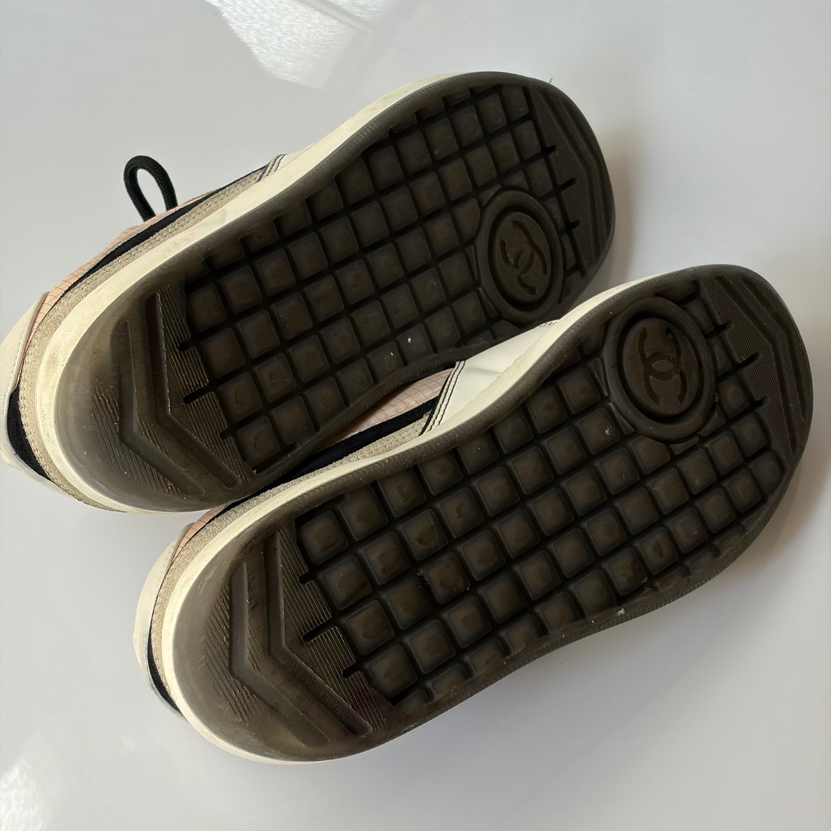 Chanel Pink Grid Sneakers