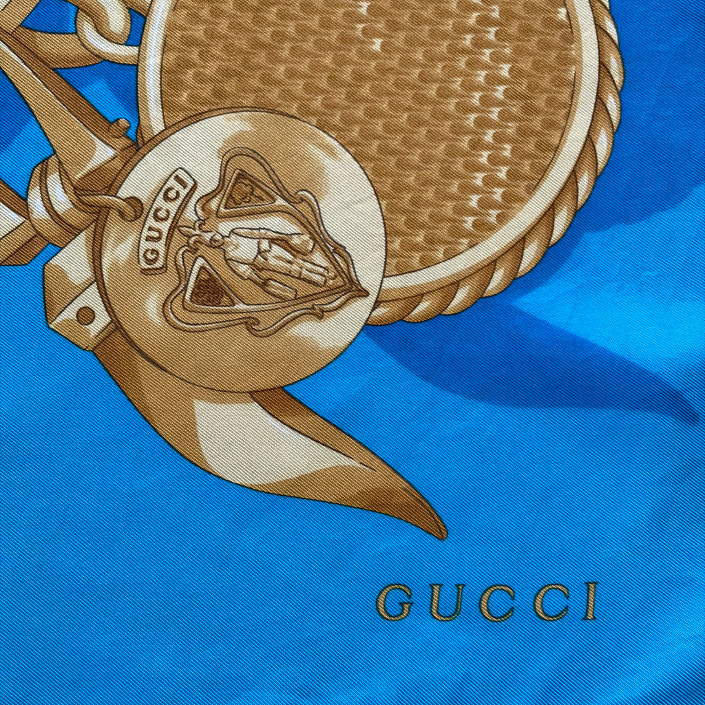 Gucci Turquoise Chain Silk Scarf