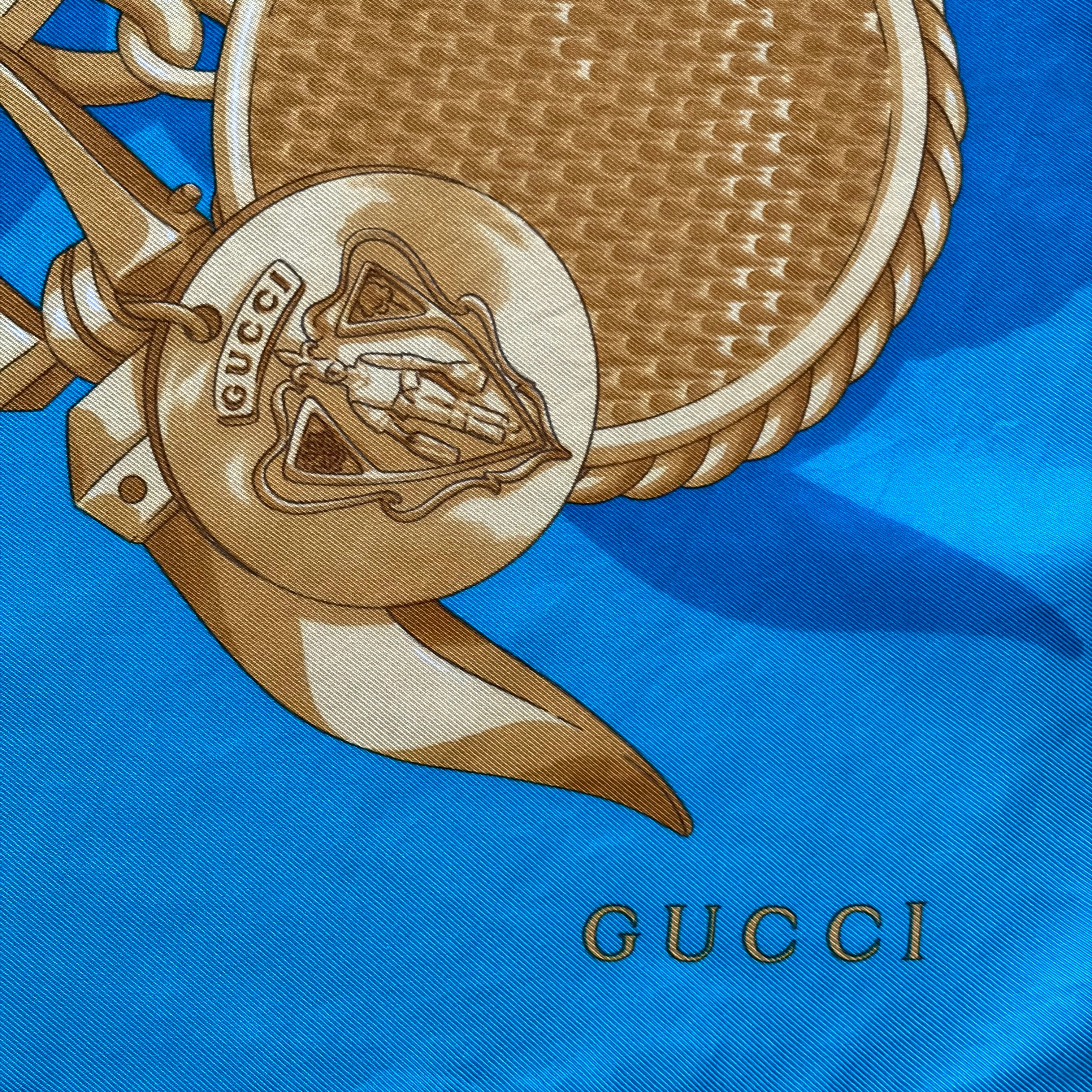 Gucci Turquoise Chain Silk Scarf