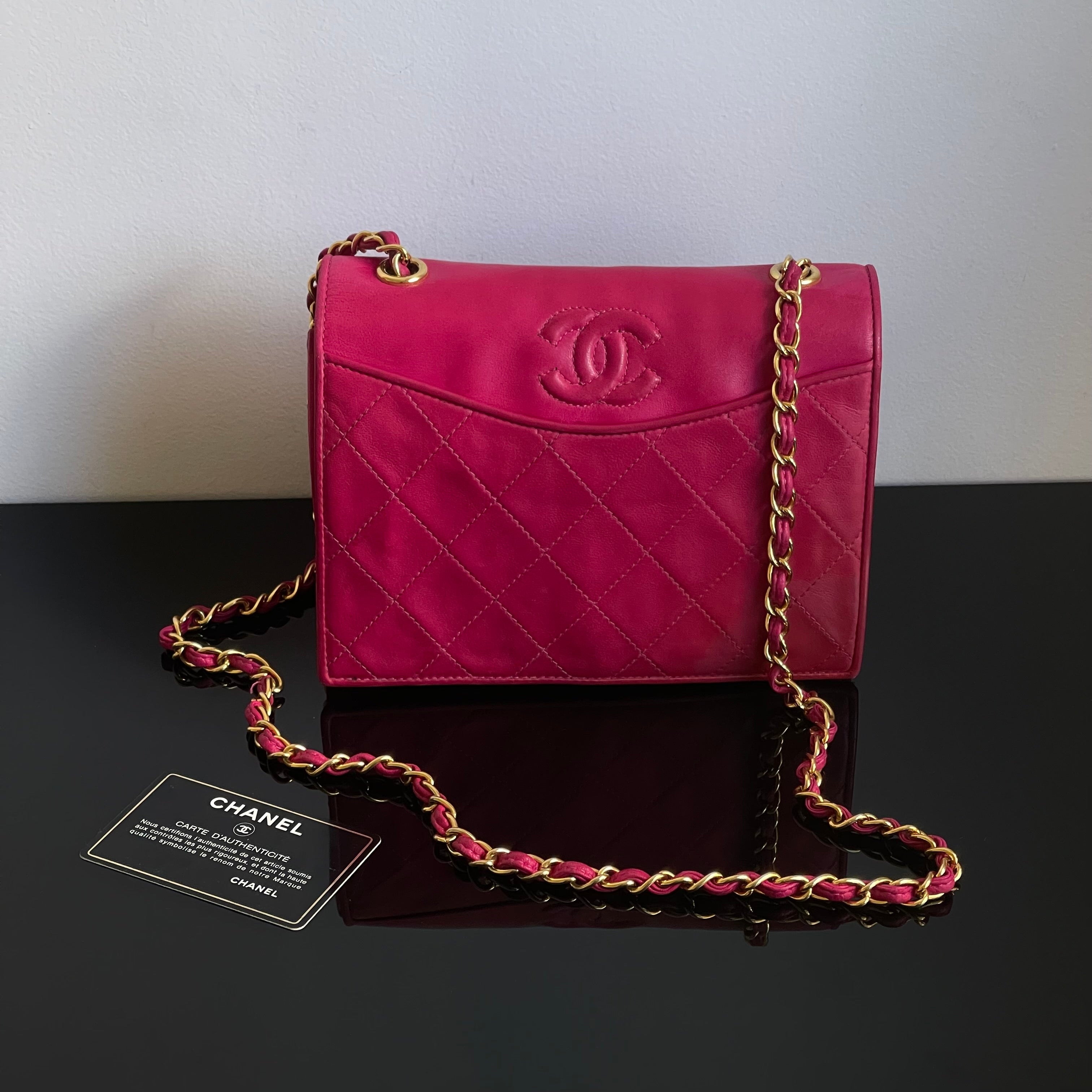 Chanel Pink Lambskin 1986-88 Vintage Flapbag