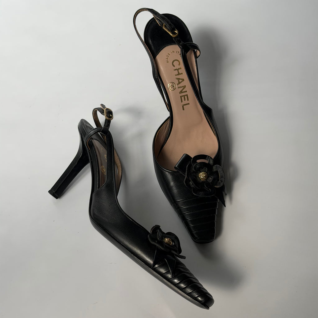 Chanel Slingback Camellia Heels
