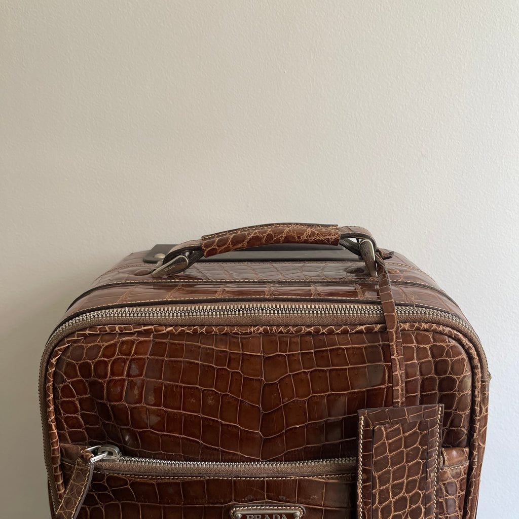 Prada Crocodile Leather Trolley Travel Bag