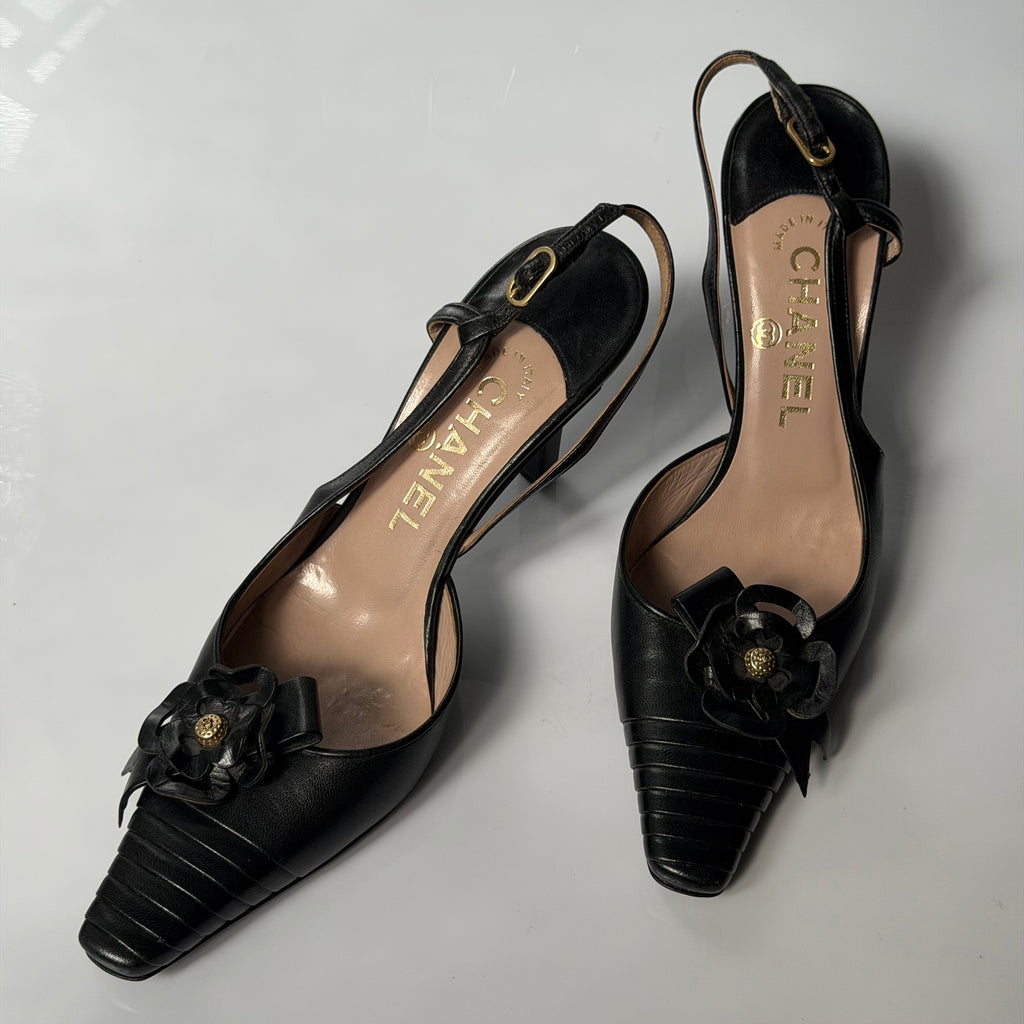 Chanel Slingback Camellia Heels