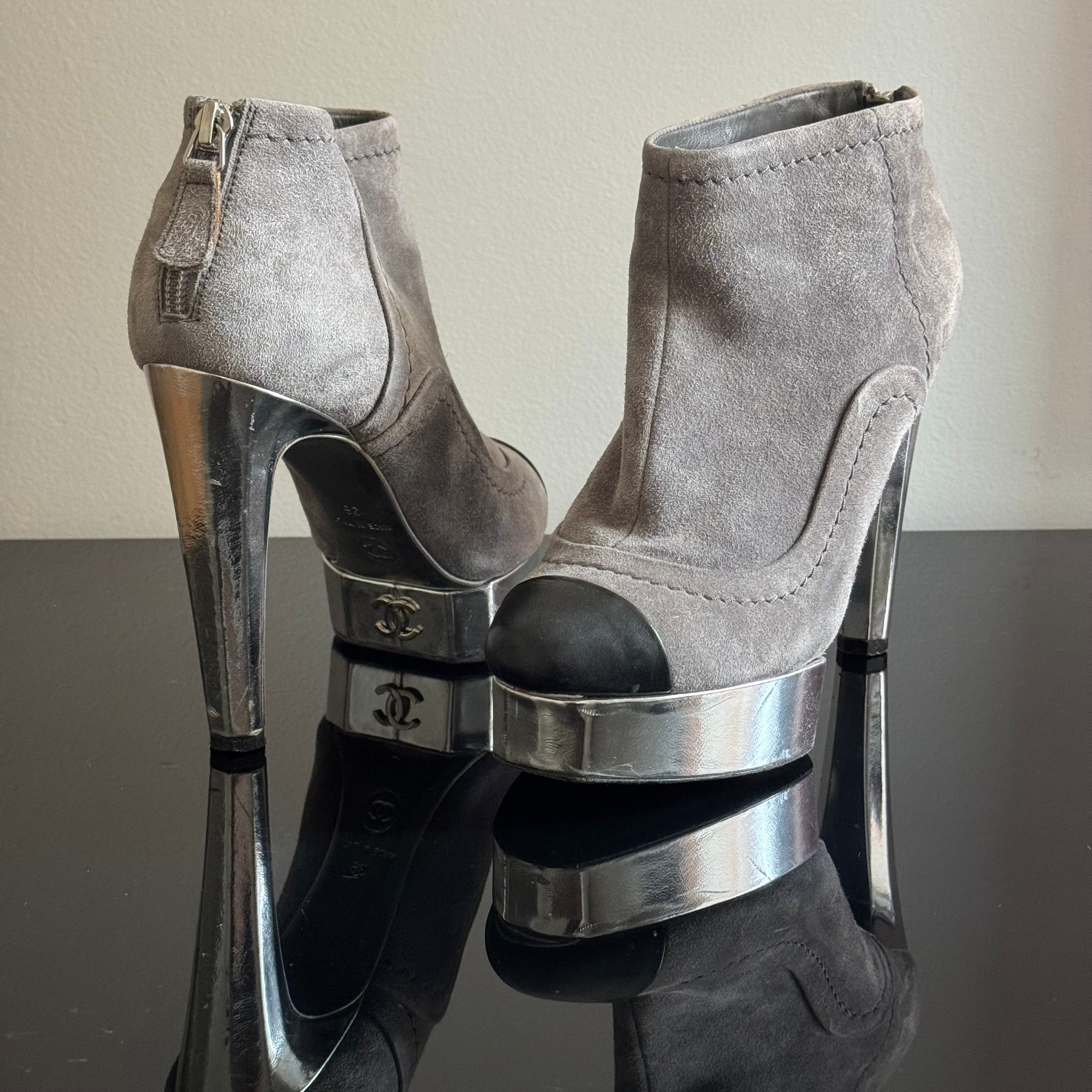 Chanel Suede Ankle Boots