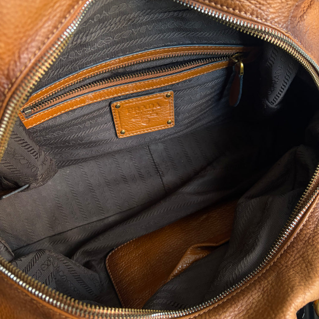 Prada Boston Chain Vitello Leather Bag