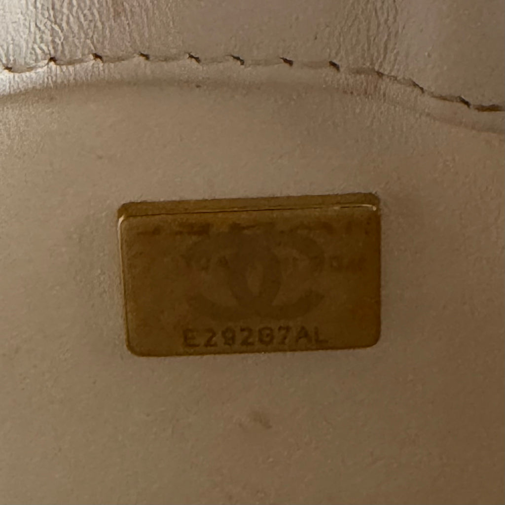 Chanel White Lambskin Leather Top Handle Flap Bag