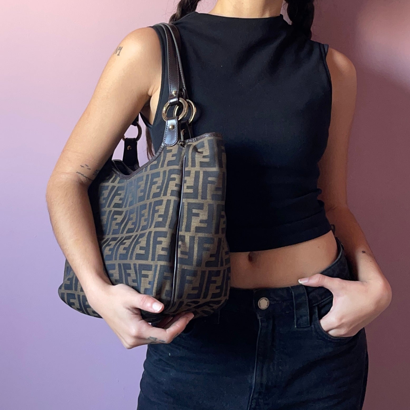 Fendi Zucca Chef Shopping Shoulder Bag