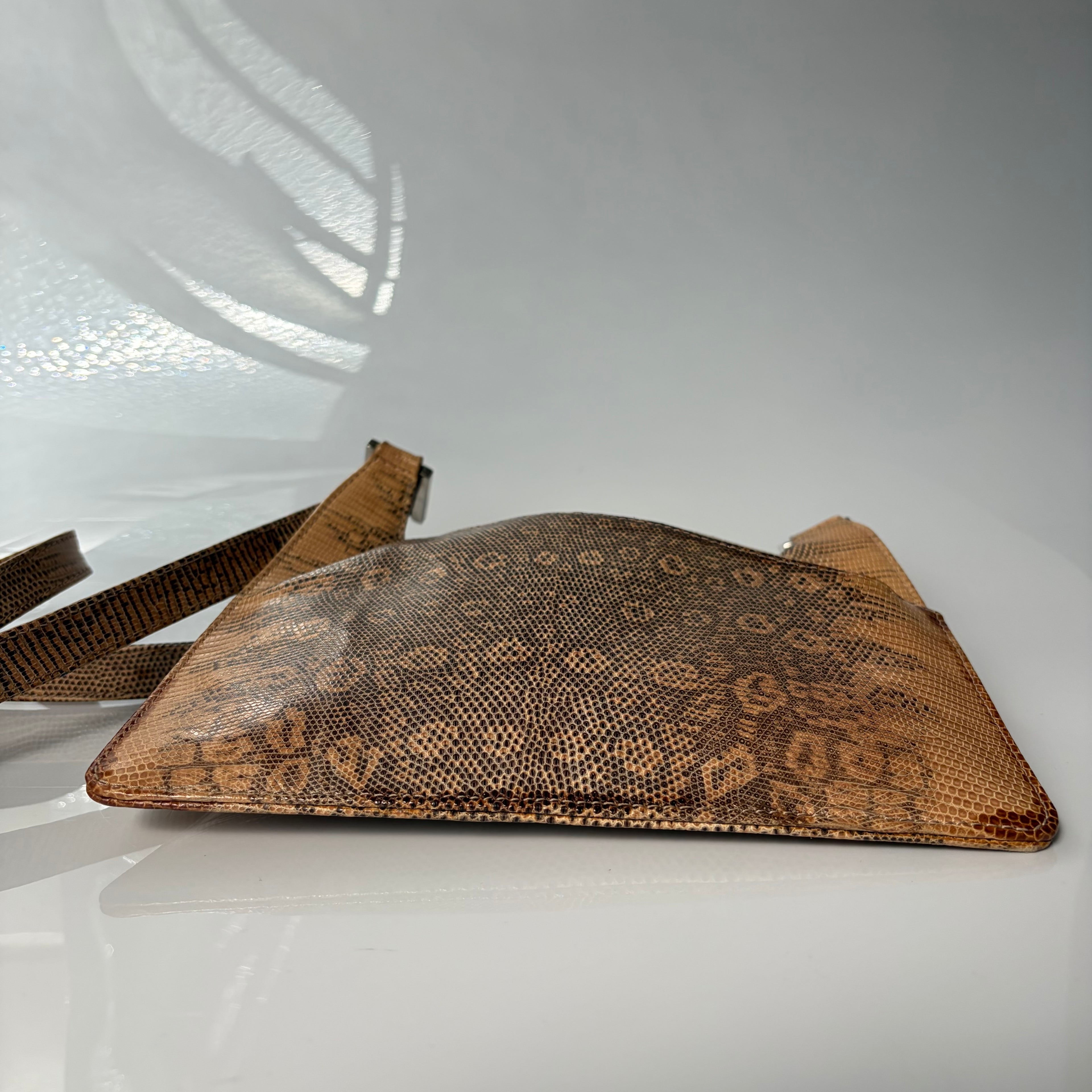 Fendi Brown Lizard Embossed Leather Shoulder Bag