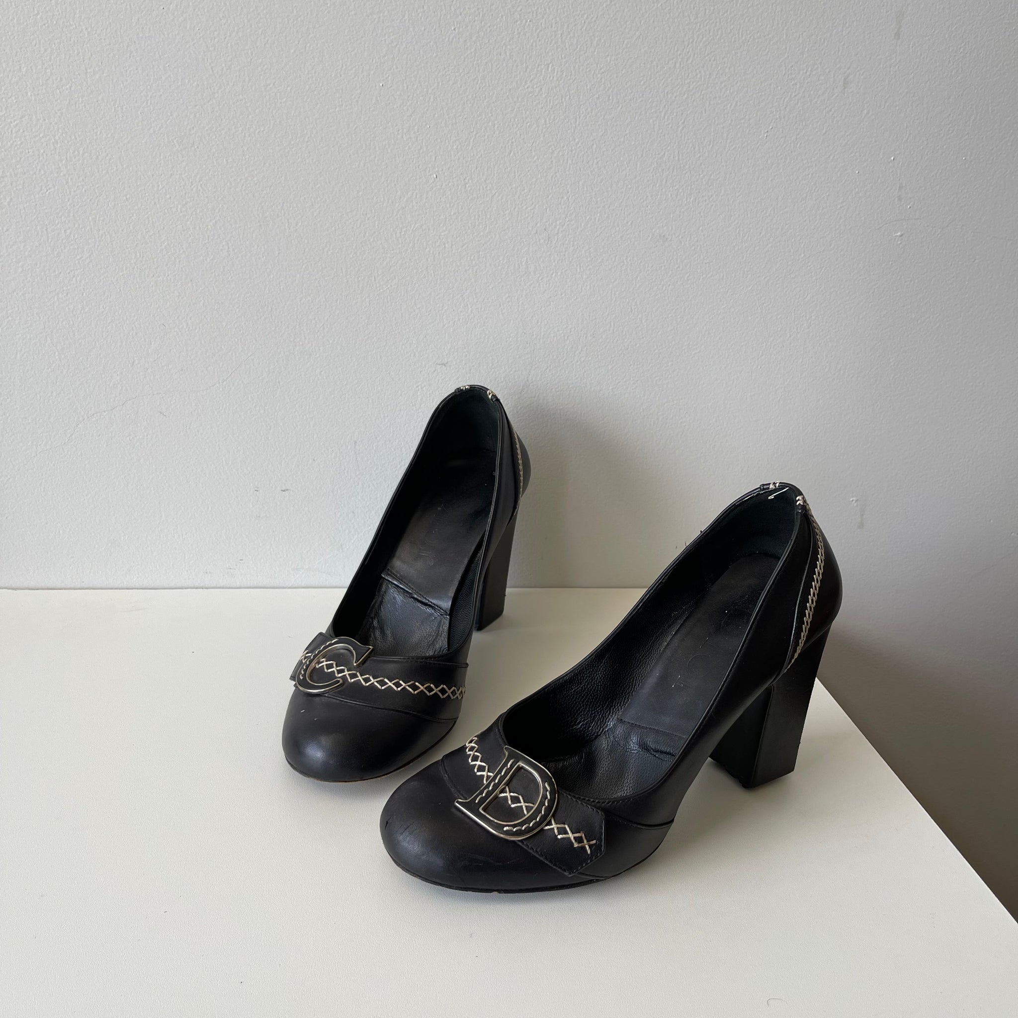 Christian Dior C D Leather Heels