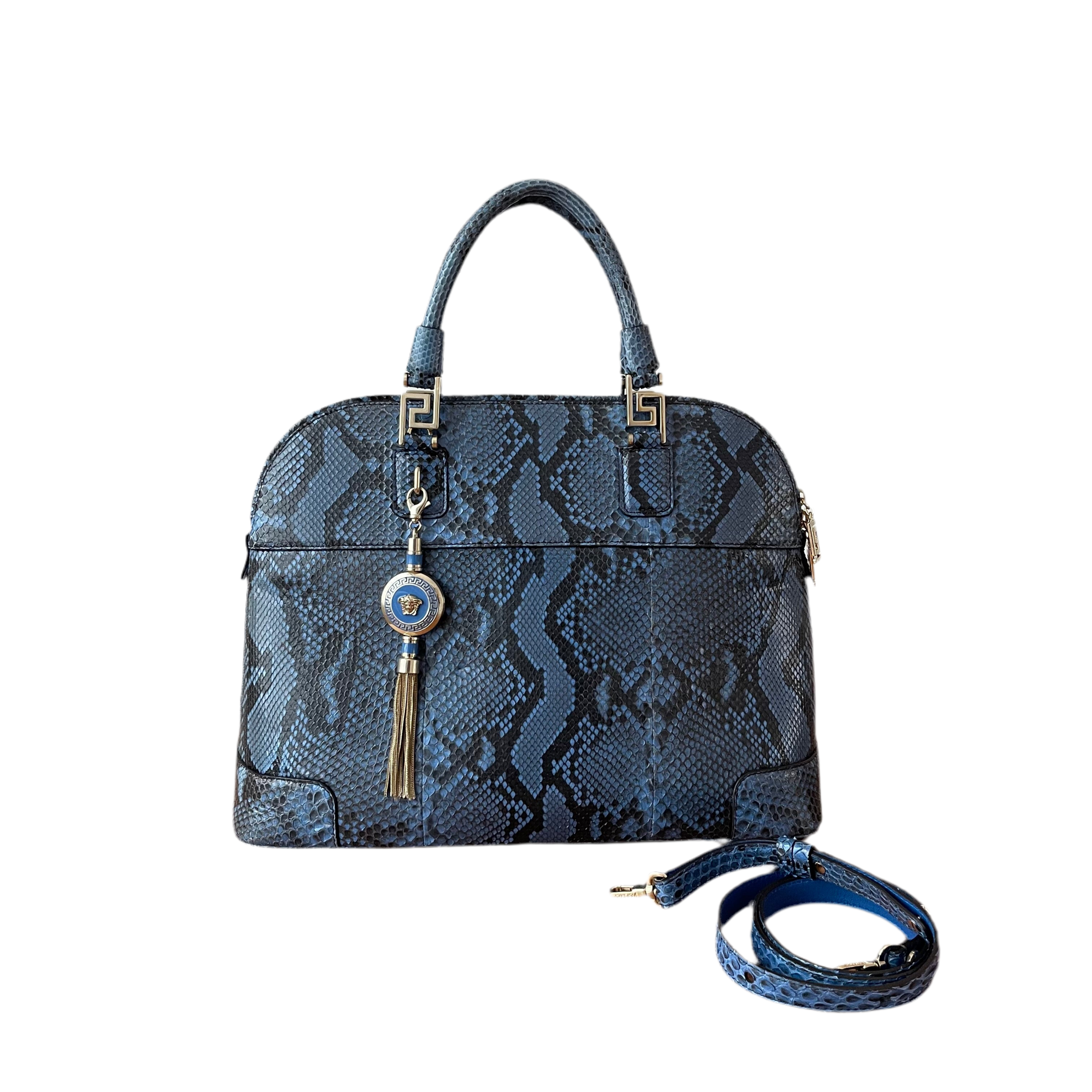 Versace Blue Python Athena Vanitas Bag