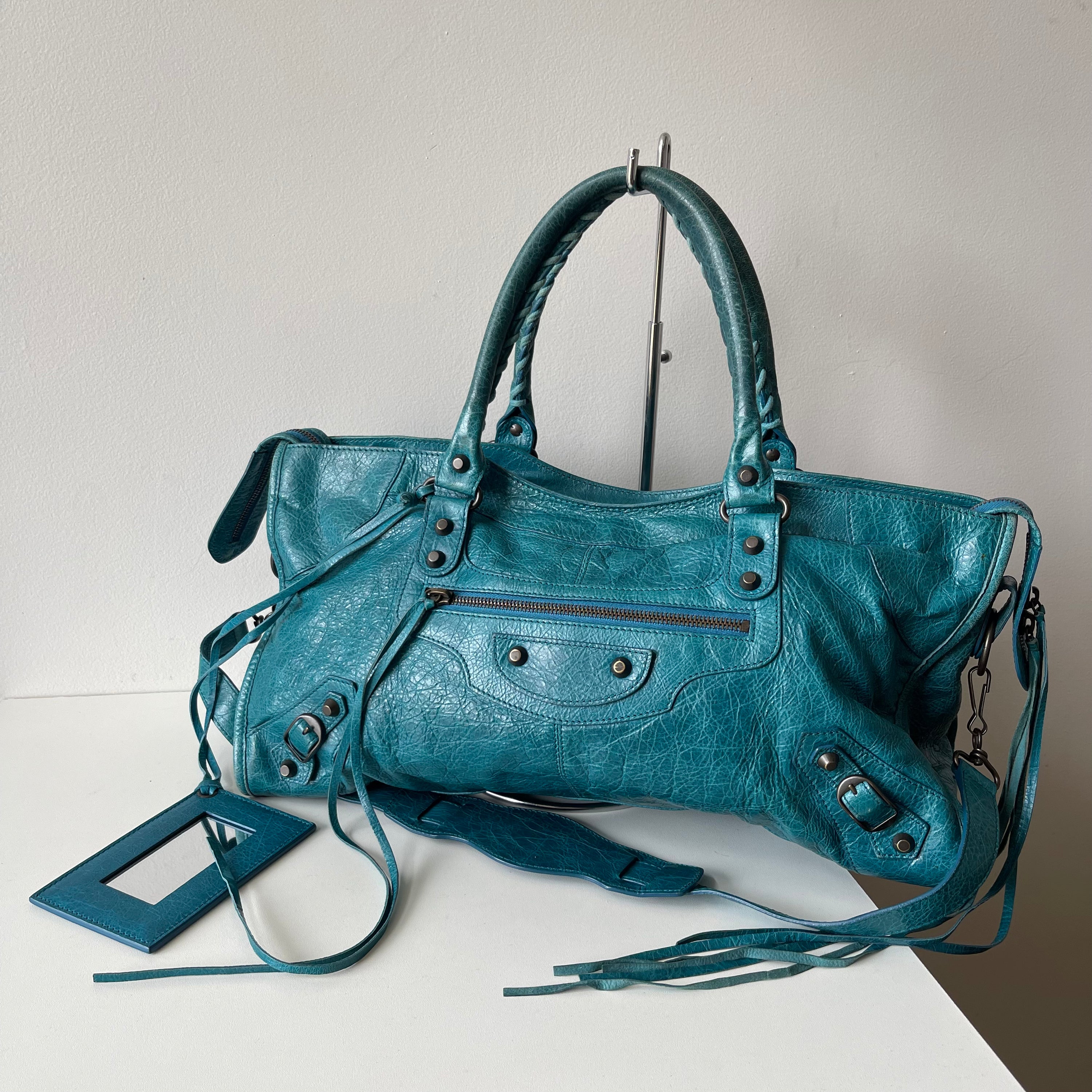 Balenciaga Lagoon Lambskin Motorcycle Bag