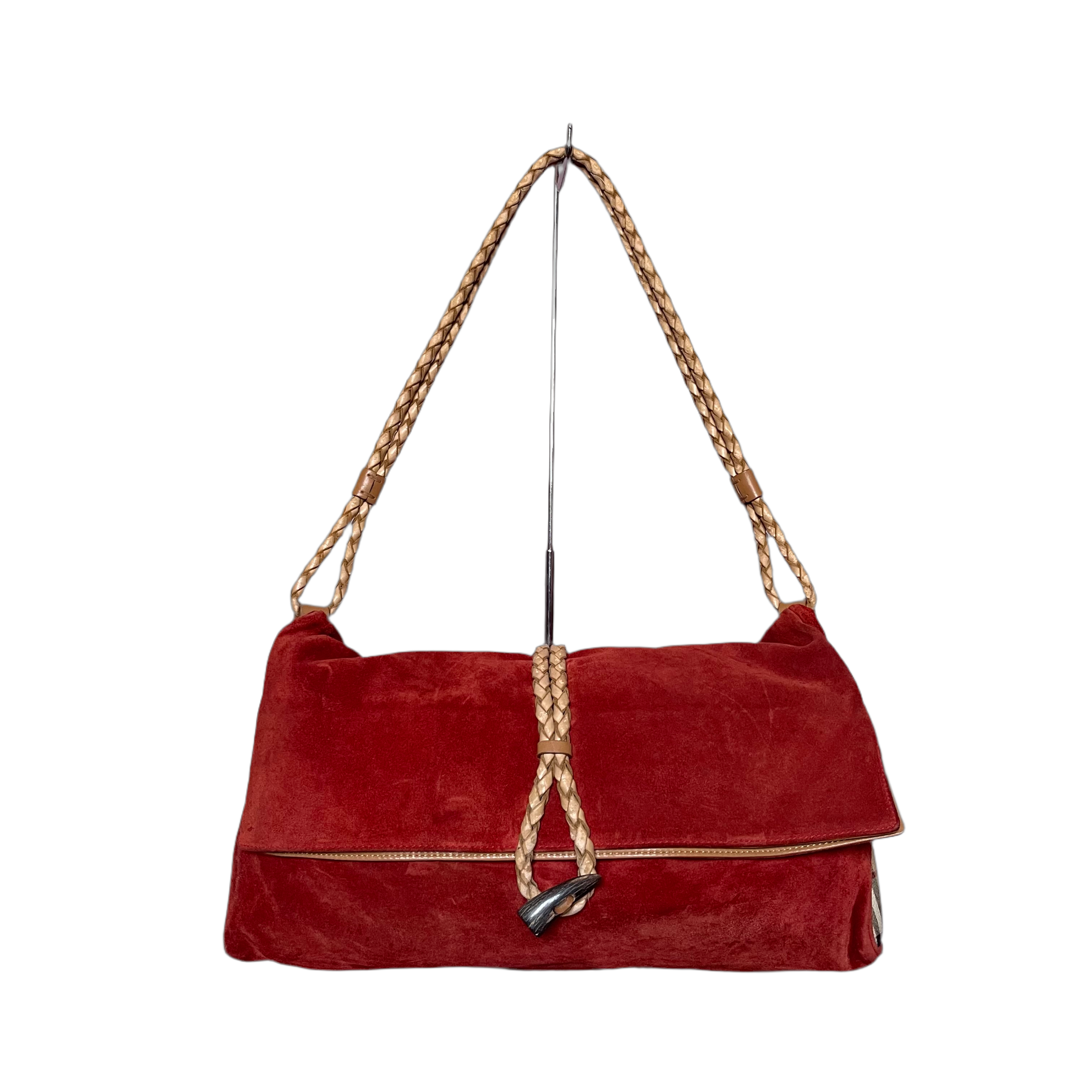 Burberry Vintage Nova Check Suede Shoulder Bag