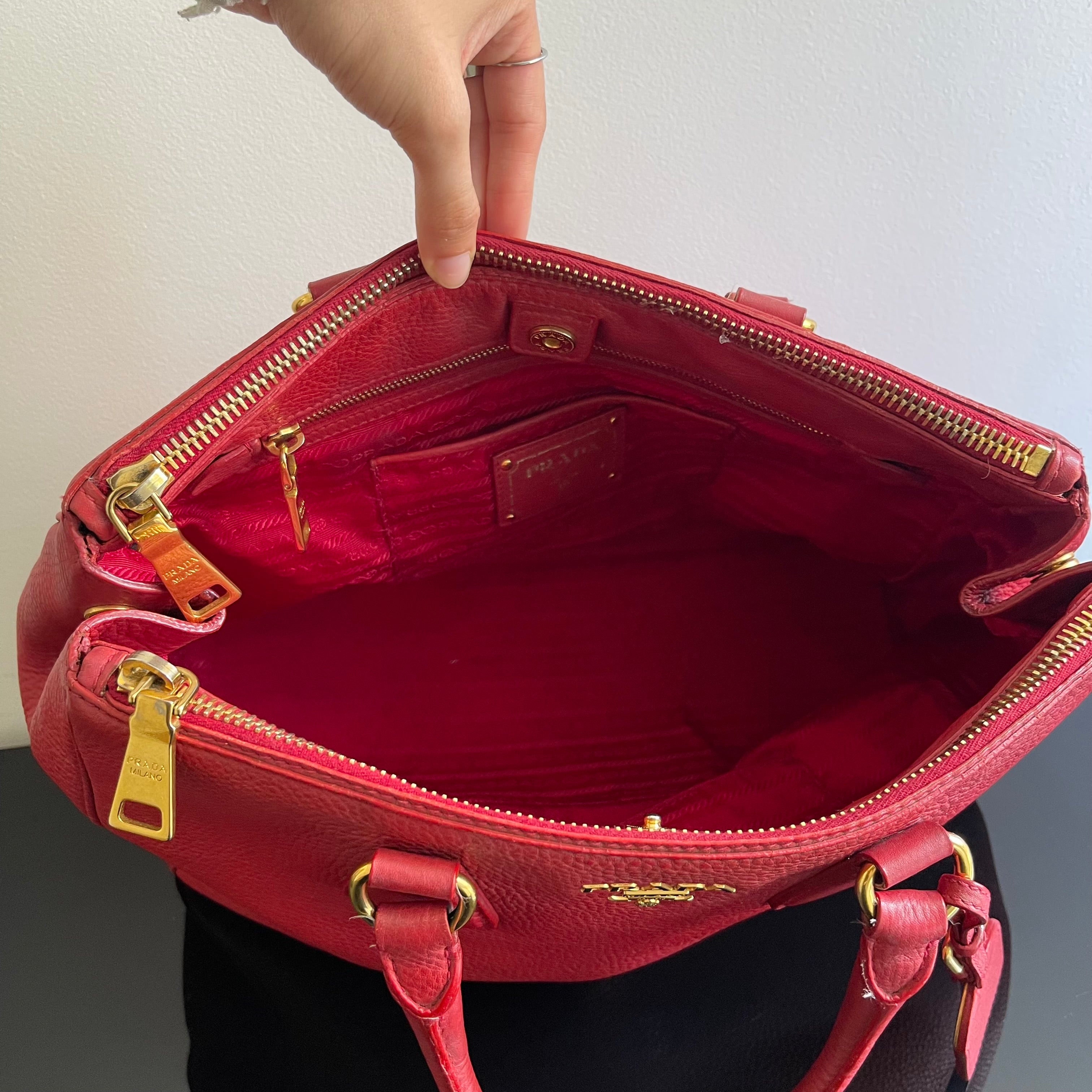 Prada Red Leather Tote Bag