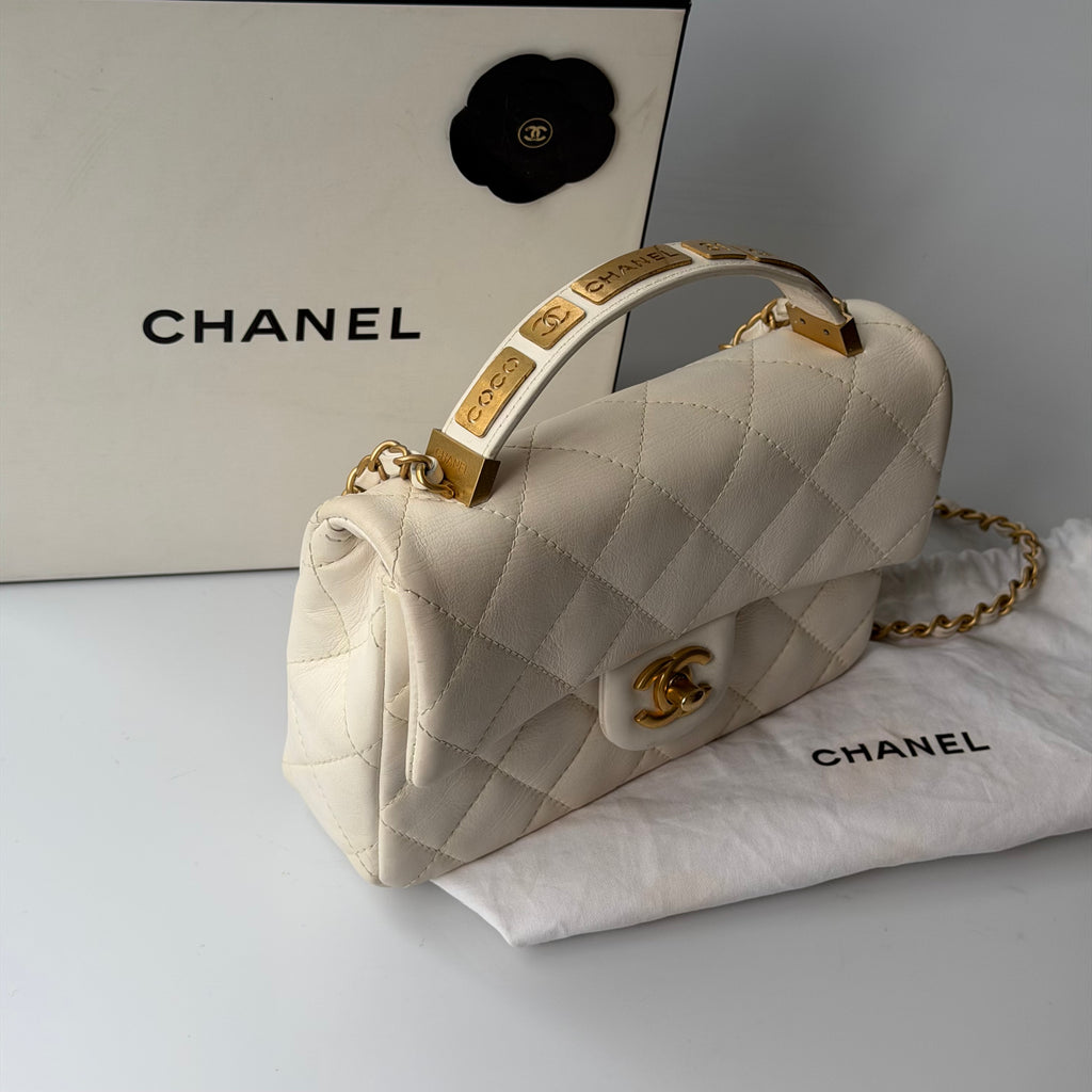 Chanel White Top Handle