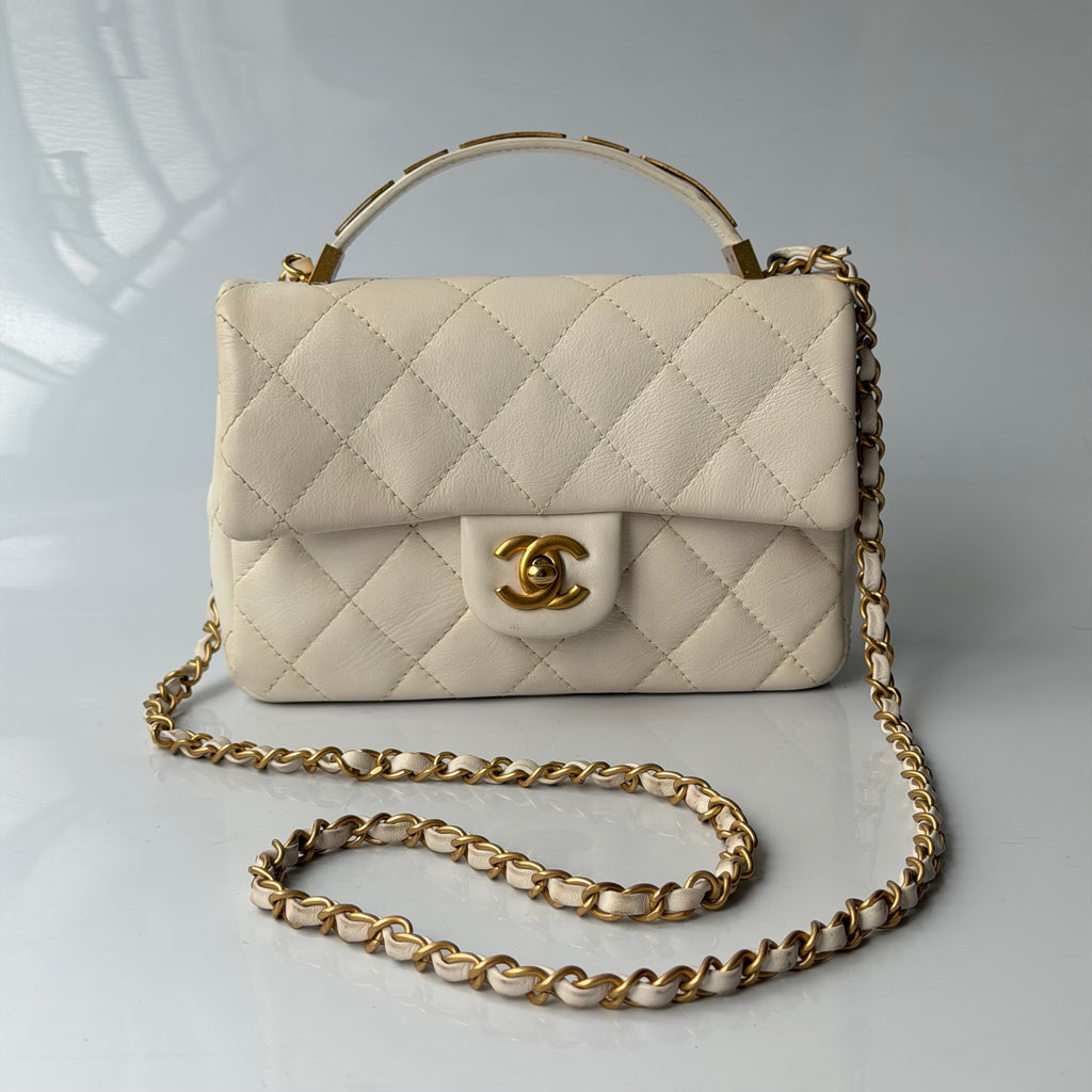 Chanel White Top Handle