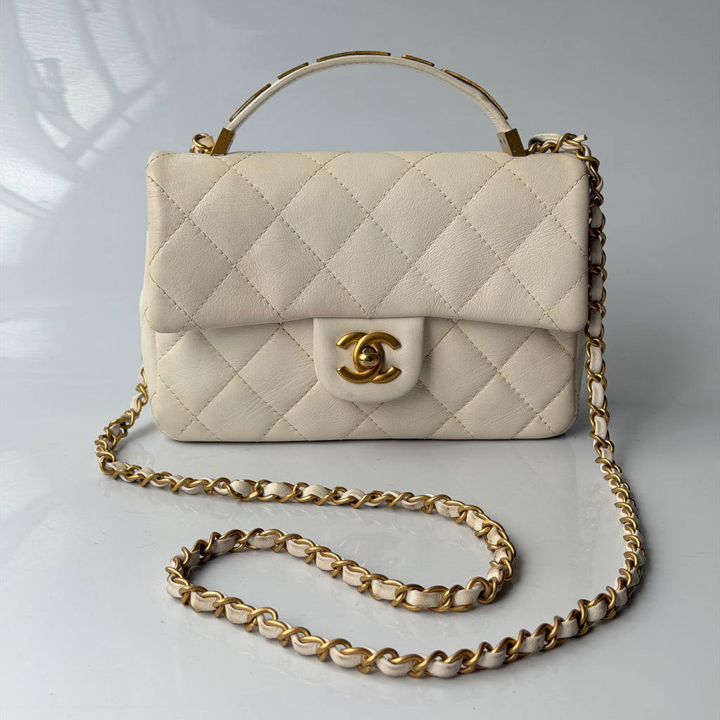 Chanel White Top Handle