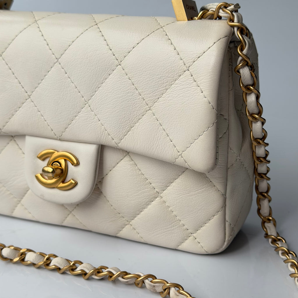 Chanel White Top Handle