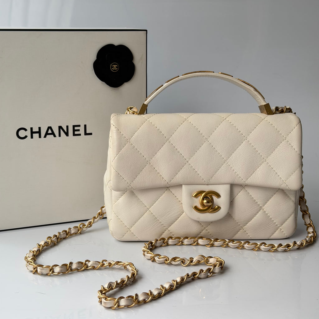 Chanel White Top Handle