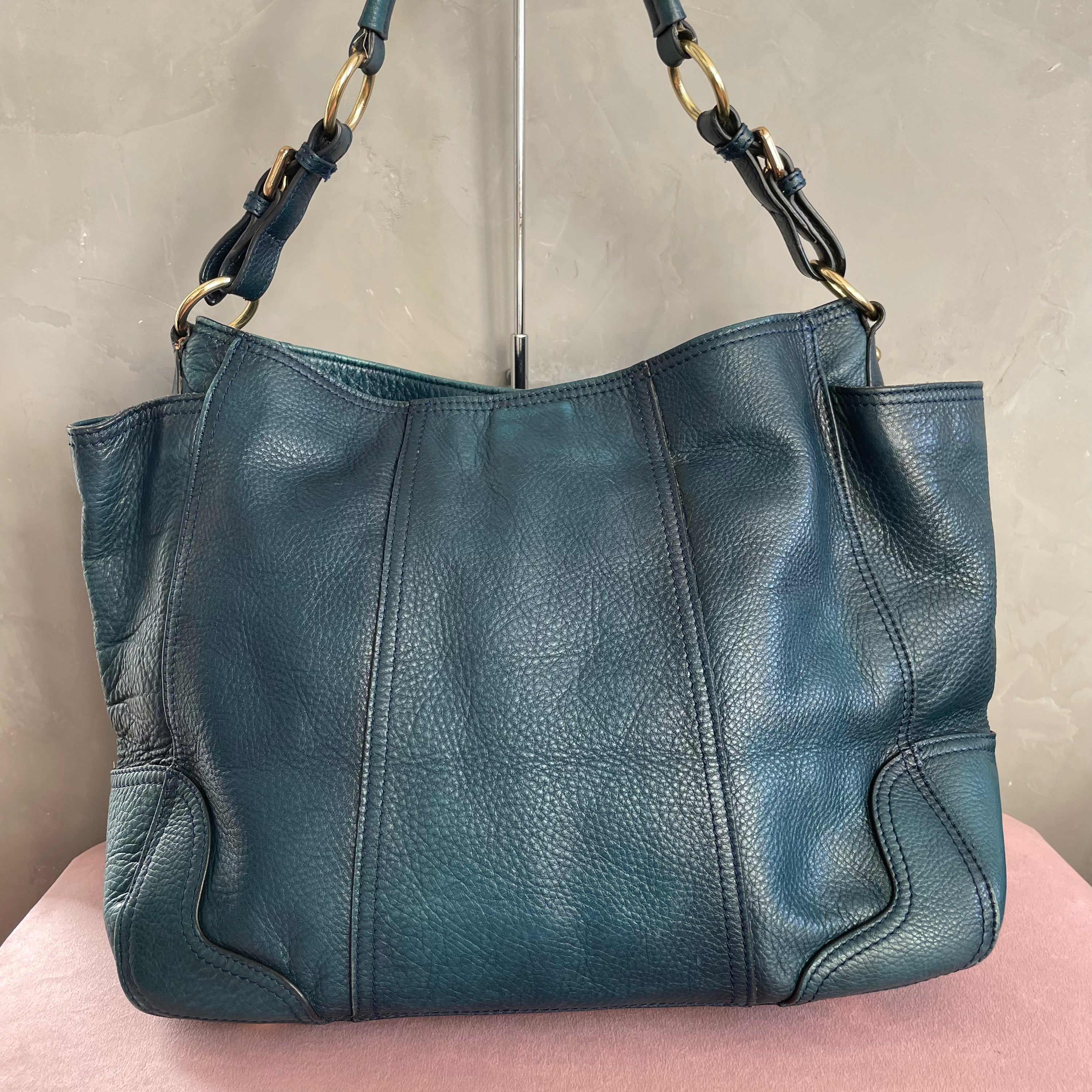 Prada Blue Leather Shoulder Bag