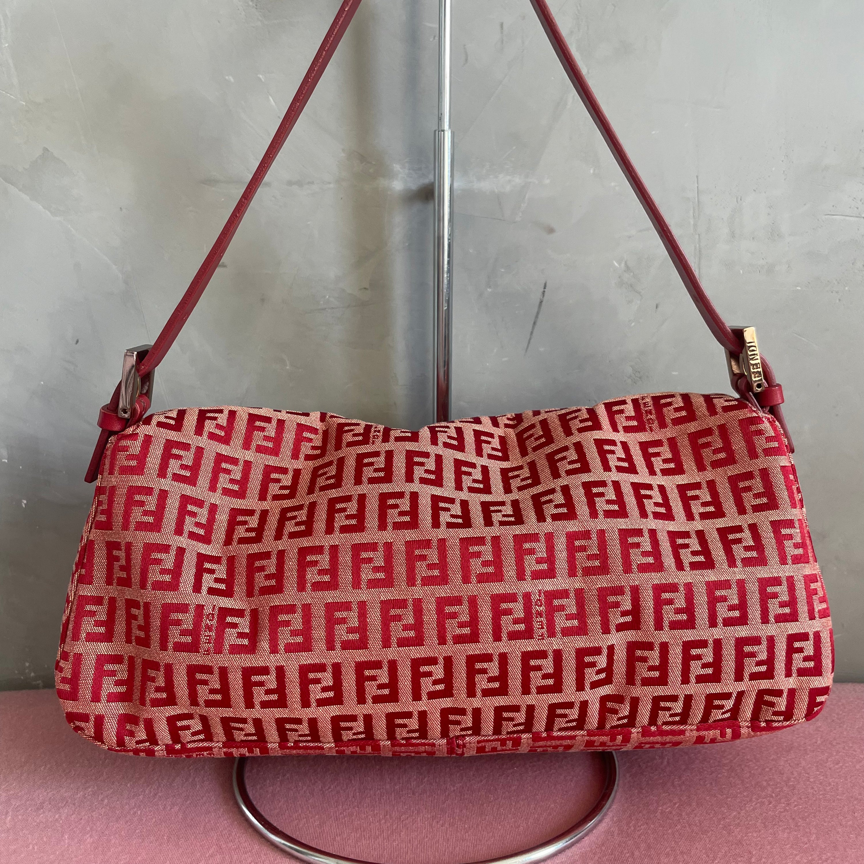 Fendi Red Monogram Baguette