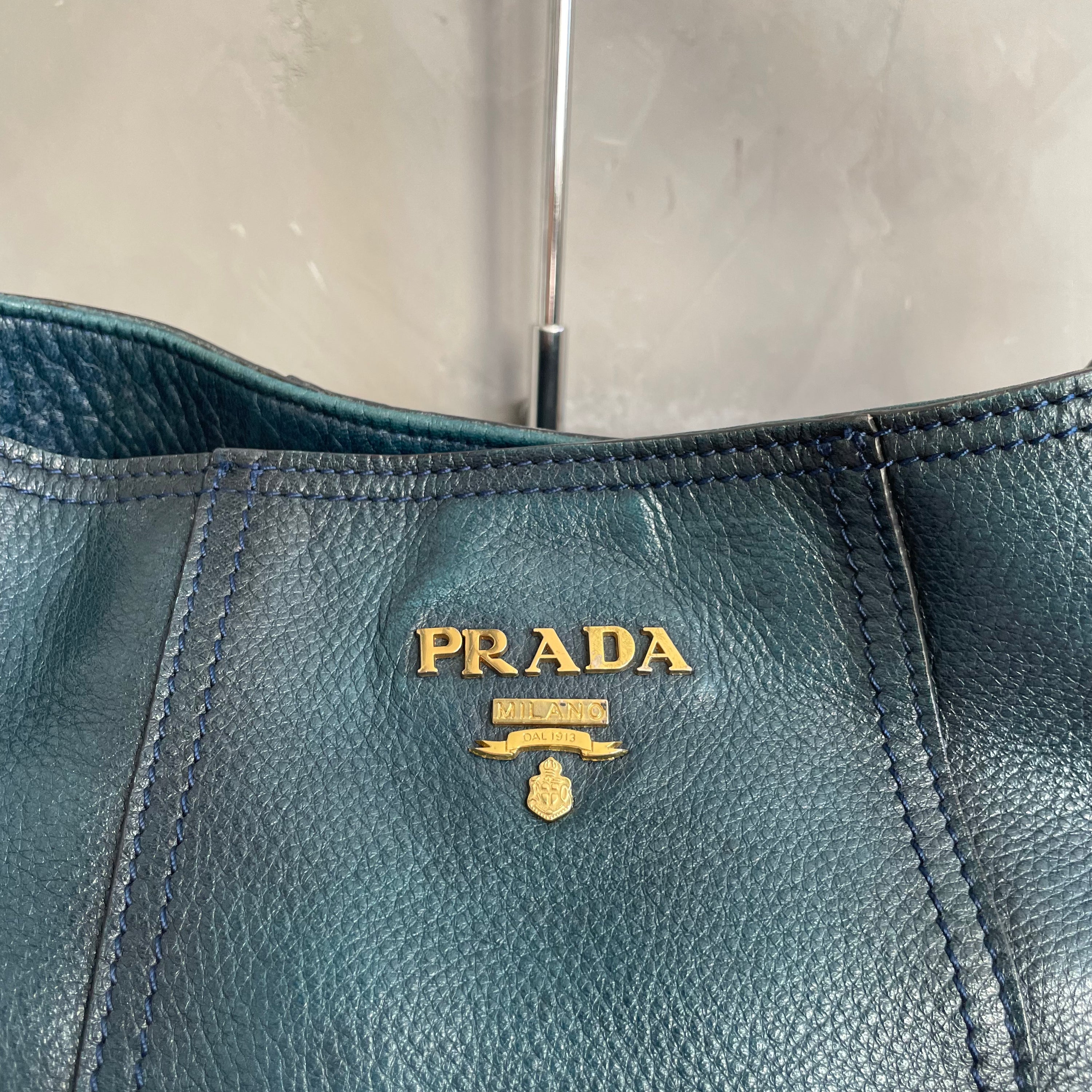 Prada Blue Leather Shoulder Bag