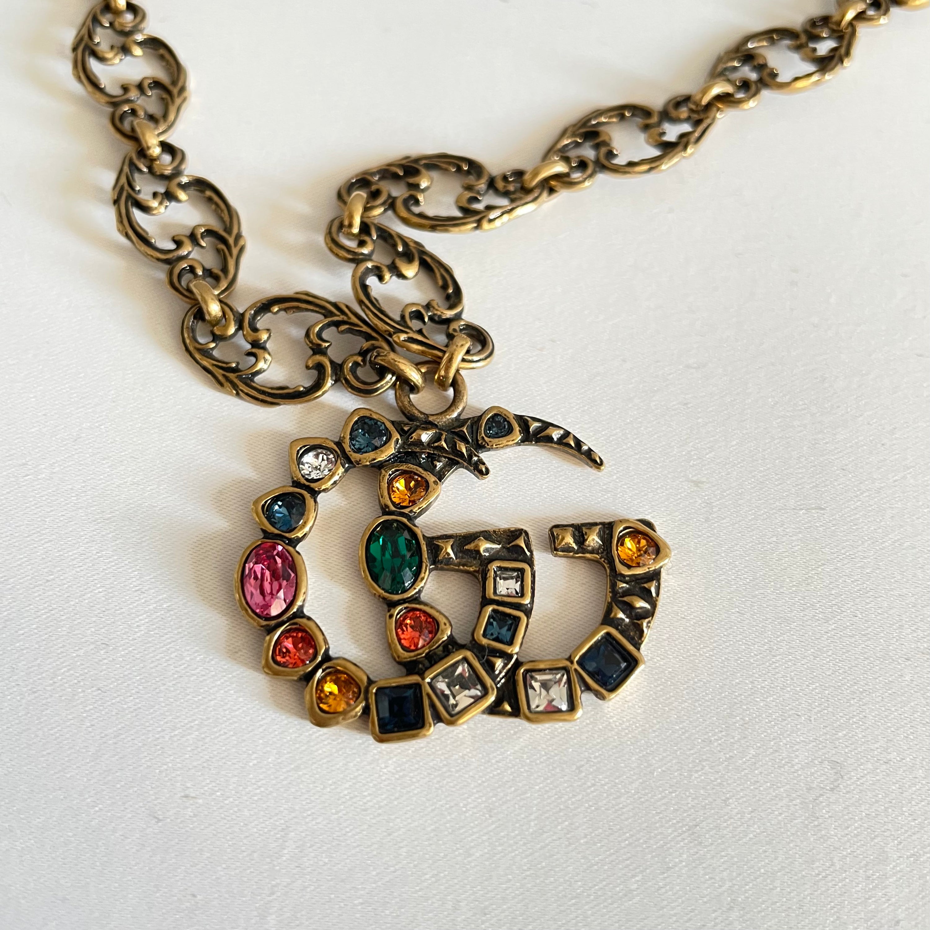 Gucci Logo Stones Necklace