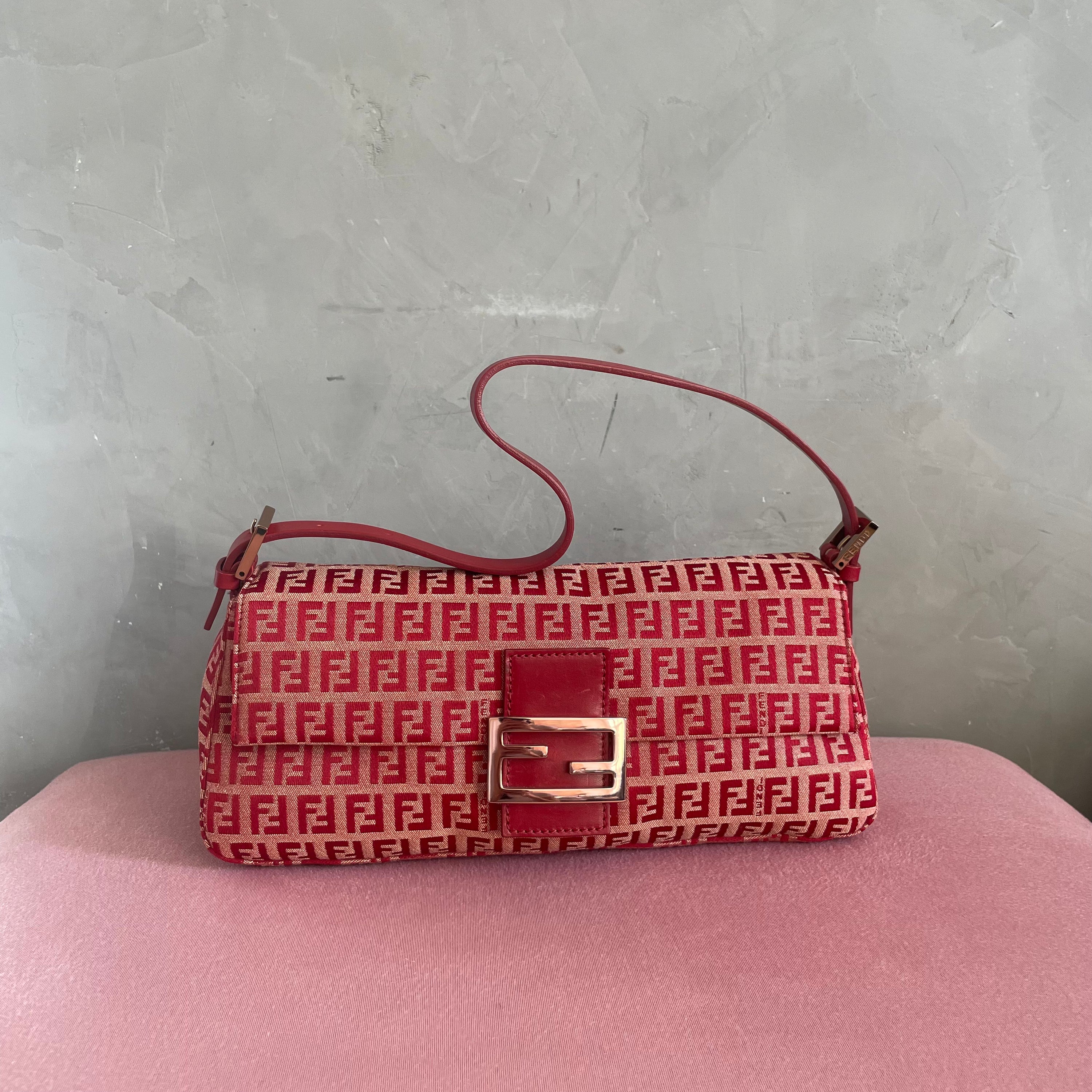 Fendi Red Monogram Baguette