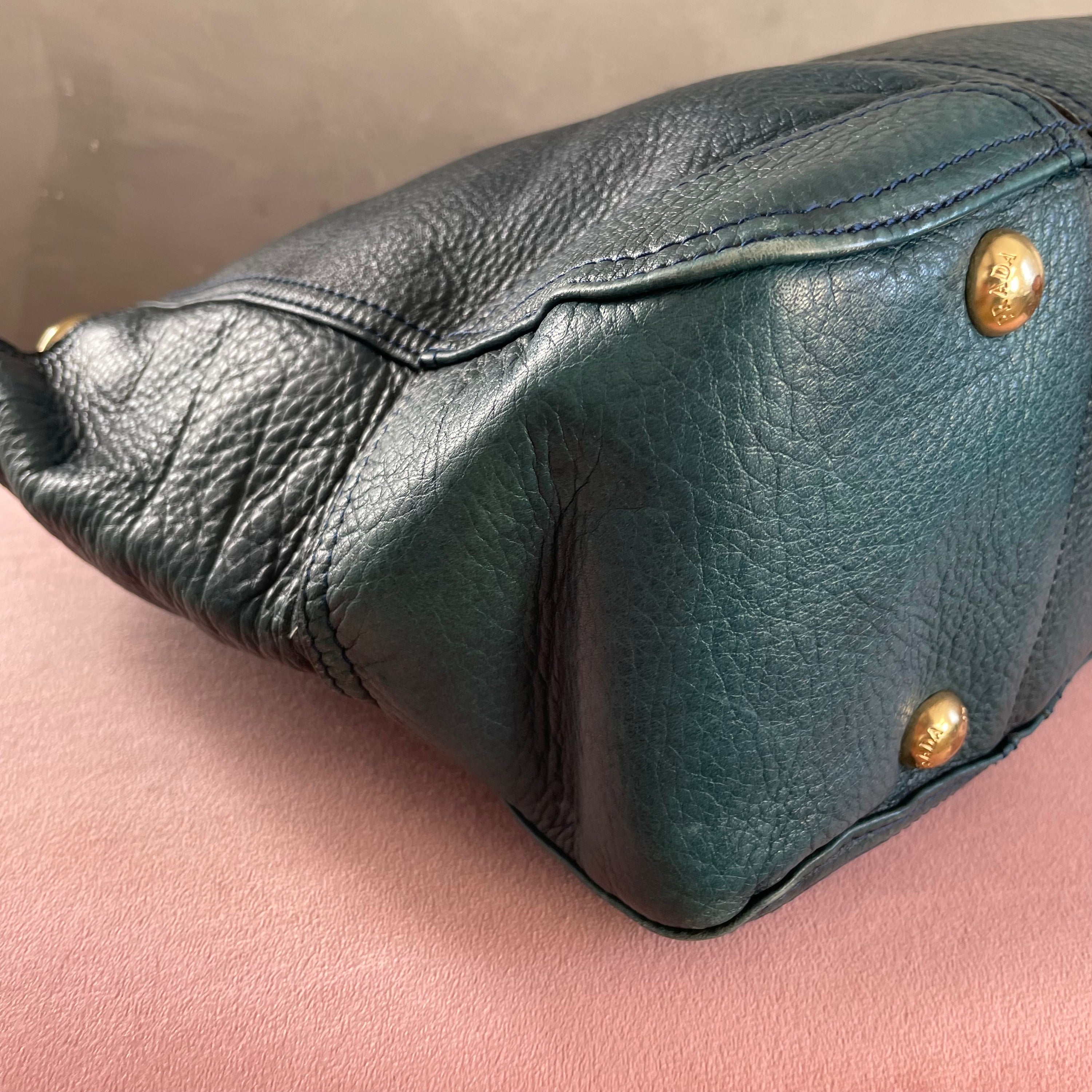 Prada Blue Leather Shoulder Bag