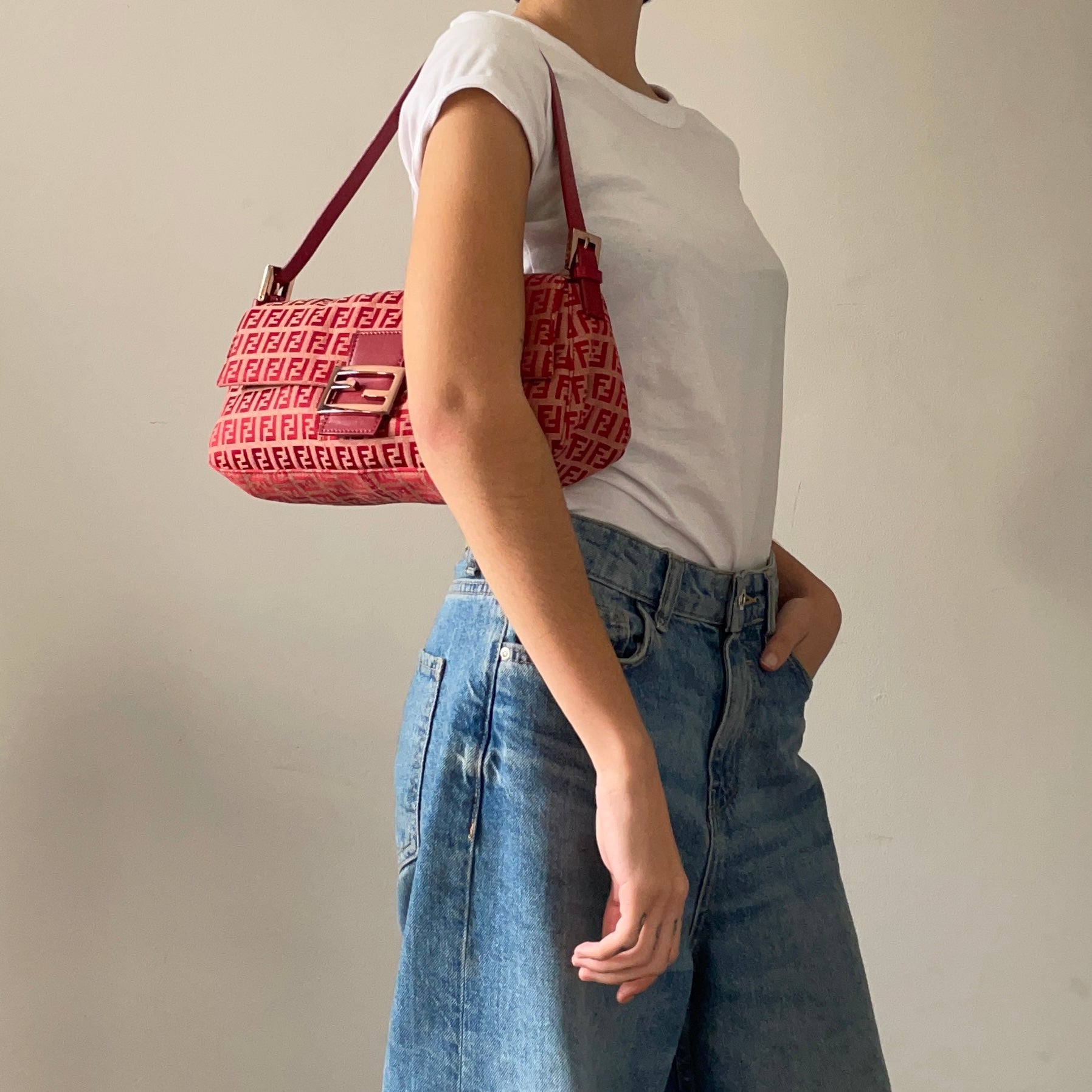 Fendi Red Monogram Baguette