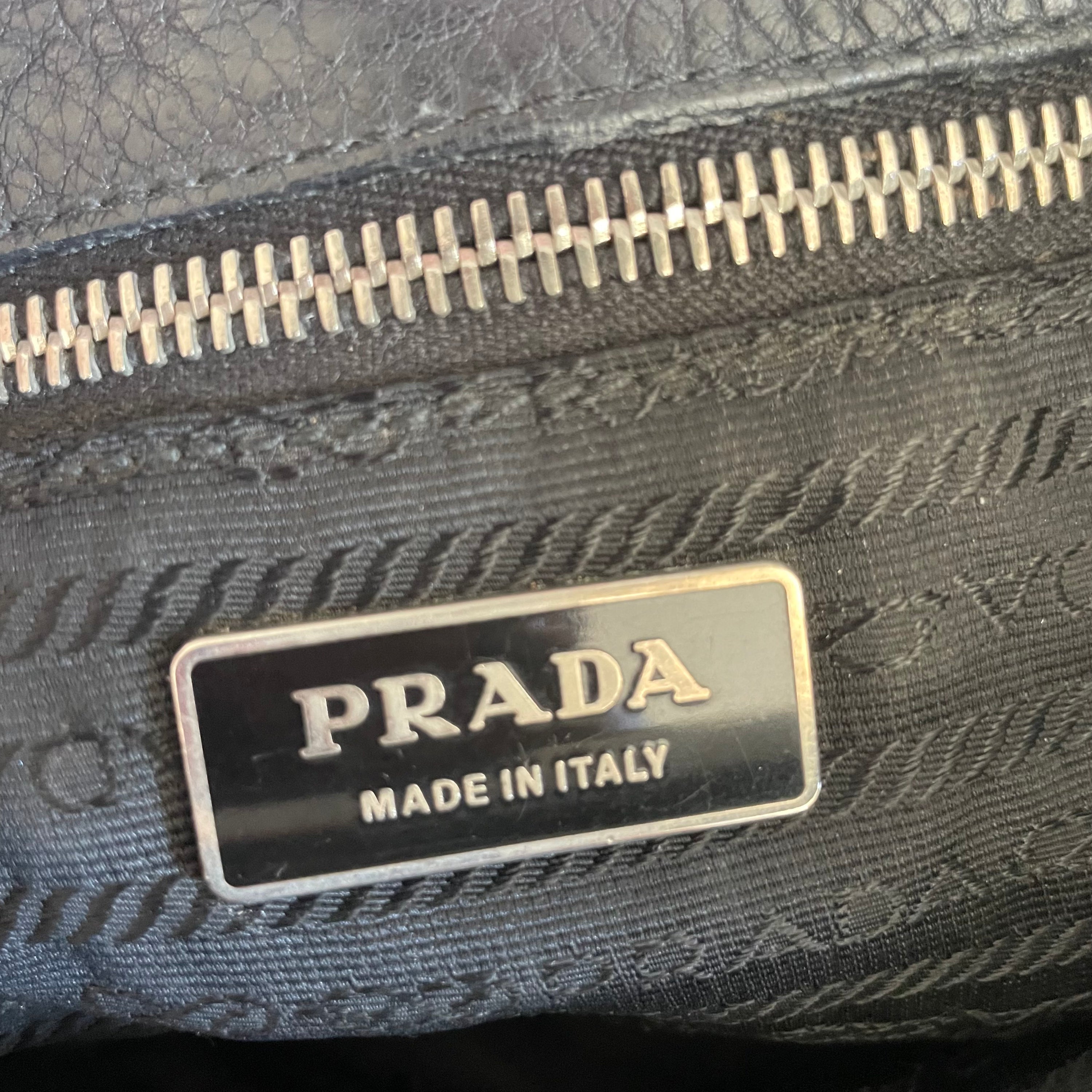 Prada Metal Handle Shoulder Bag