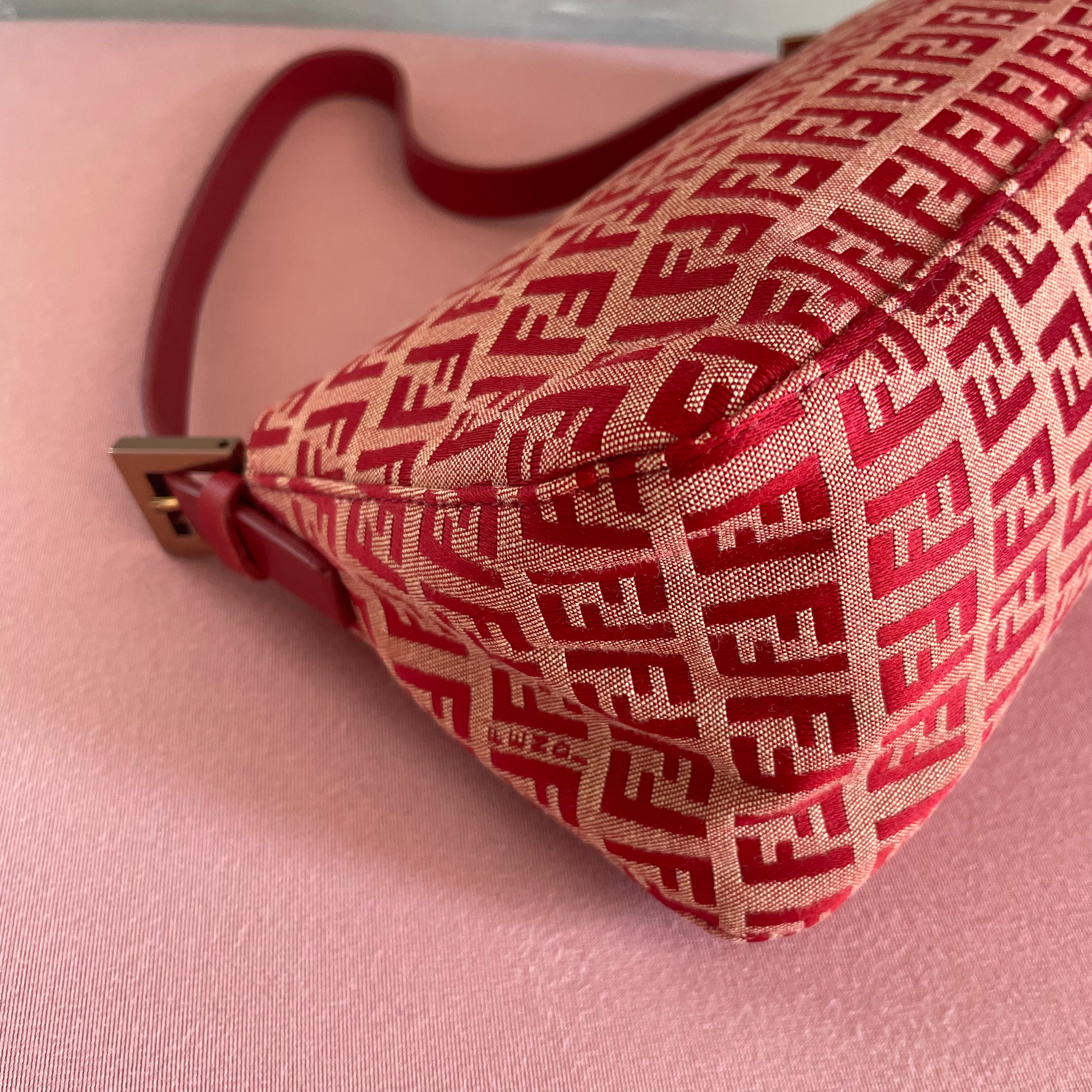 Fendi Red Monogram Baguette