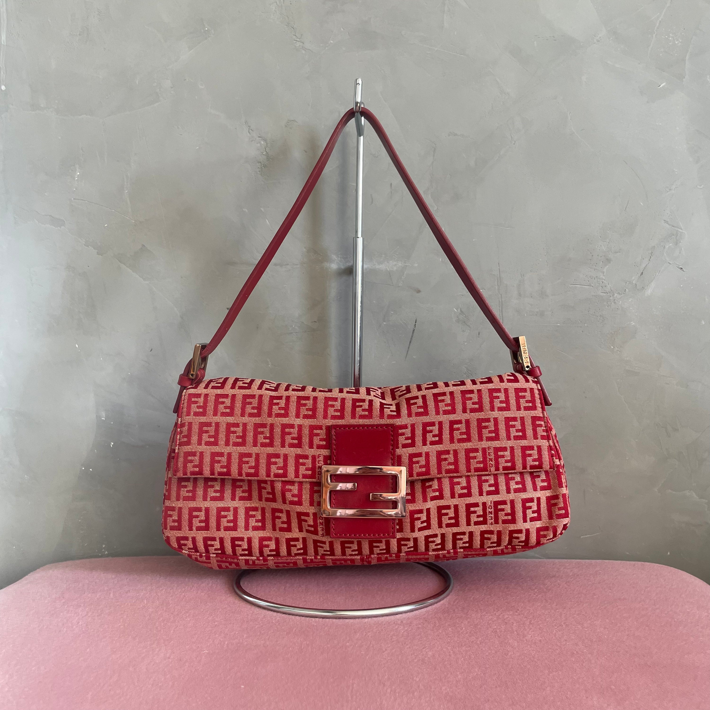 Fendi Red Monogram Baguette