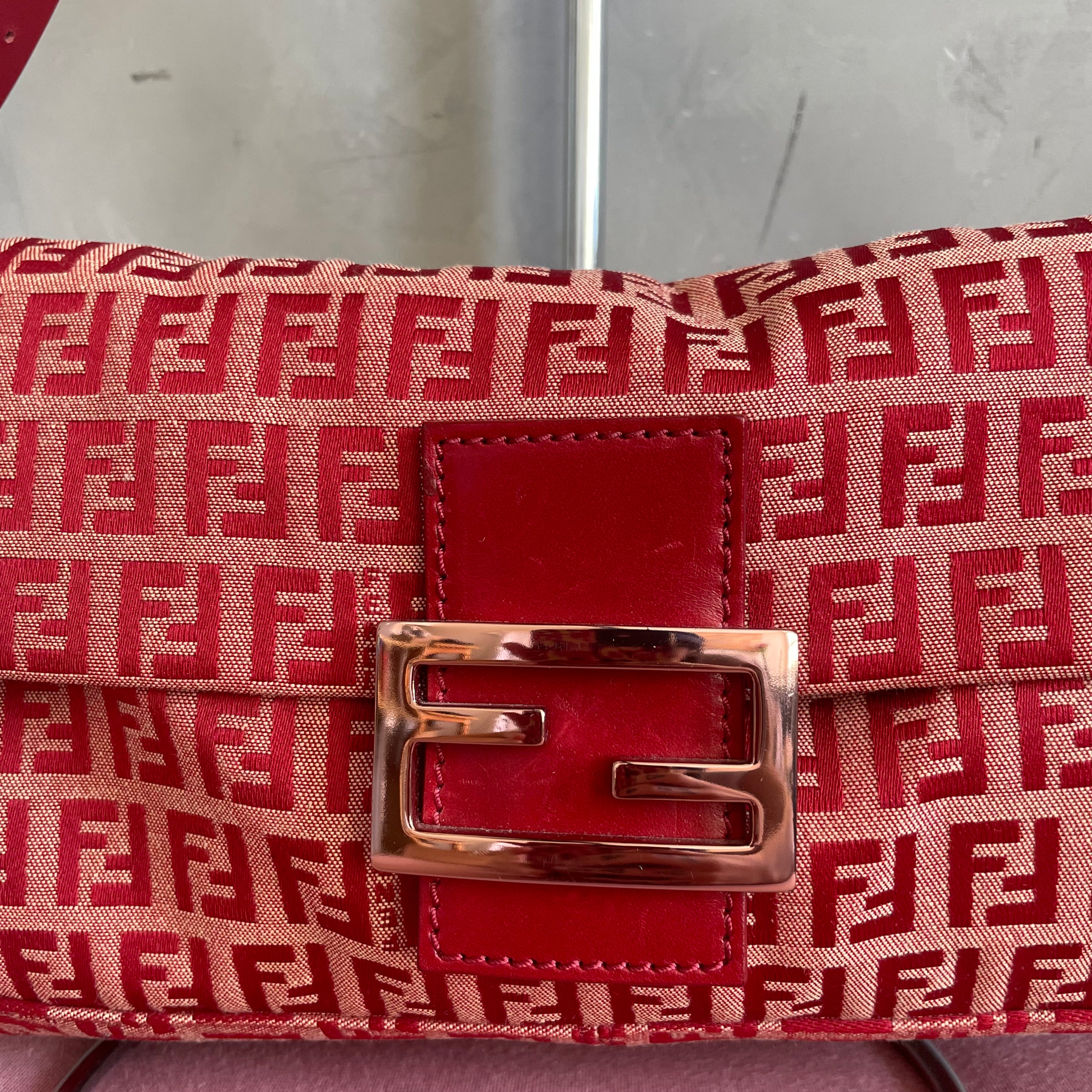 Fendi Red Monogram Baguette