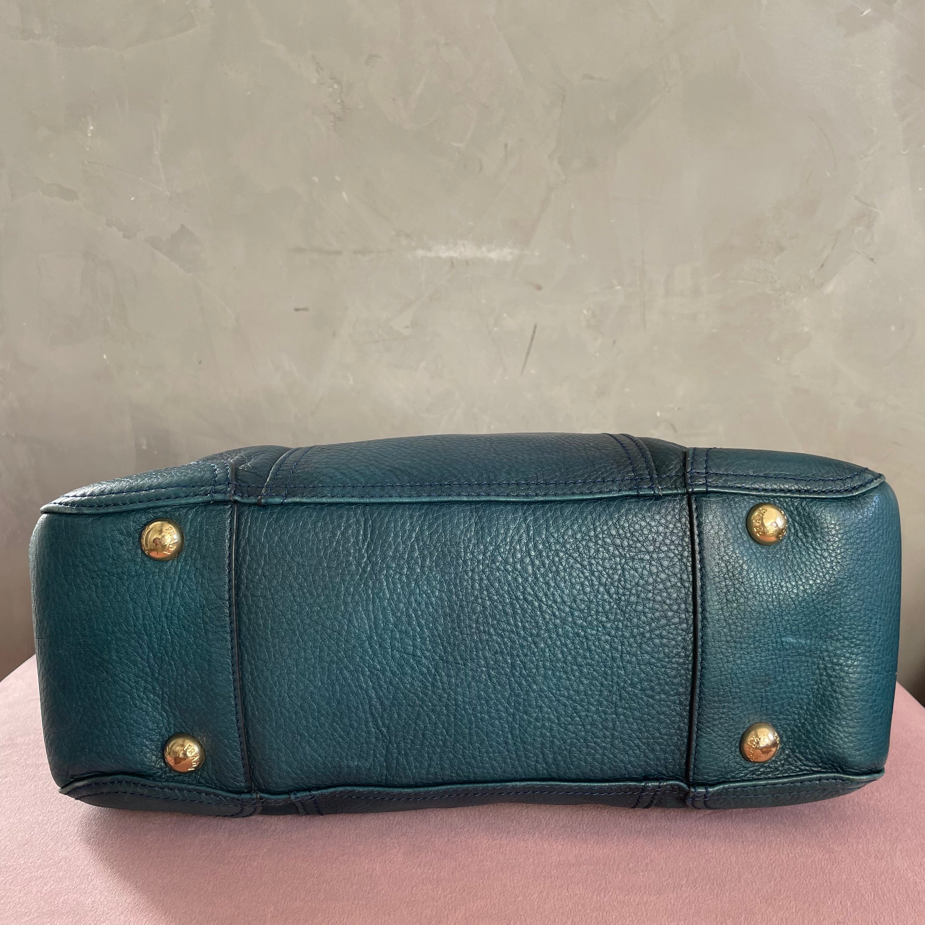 Prada Blue Leather Shoulder Bag