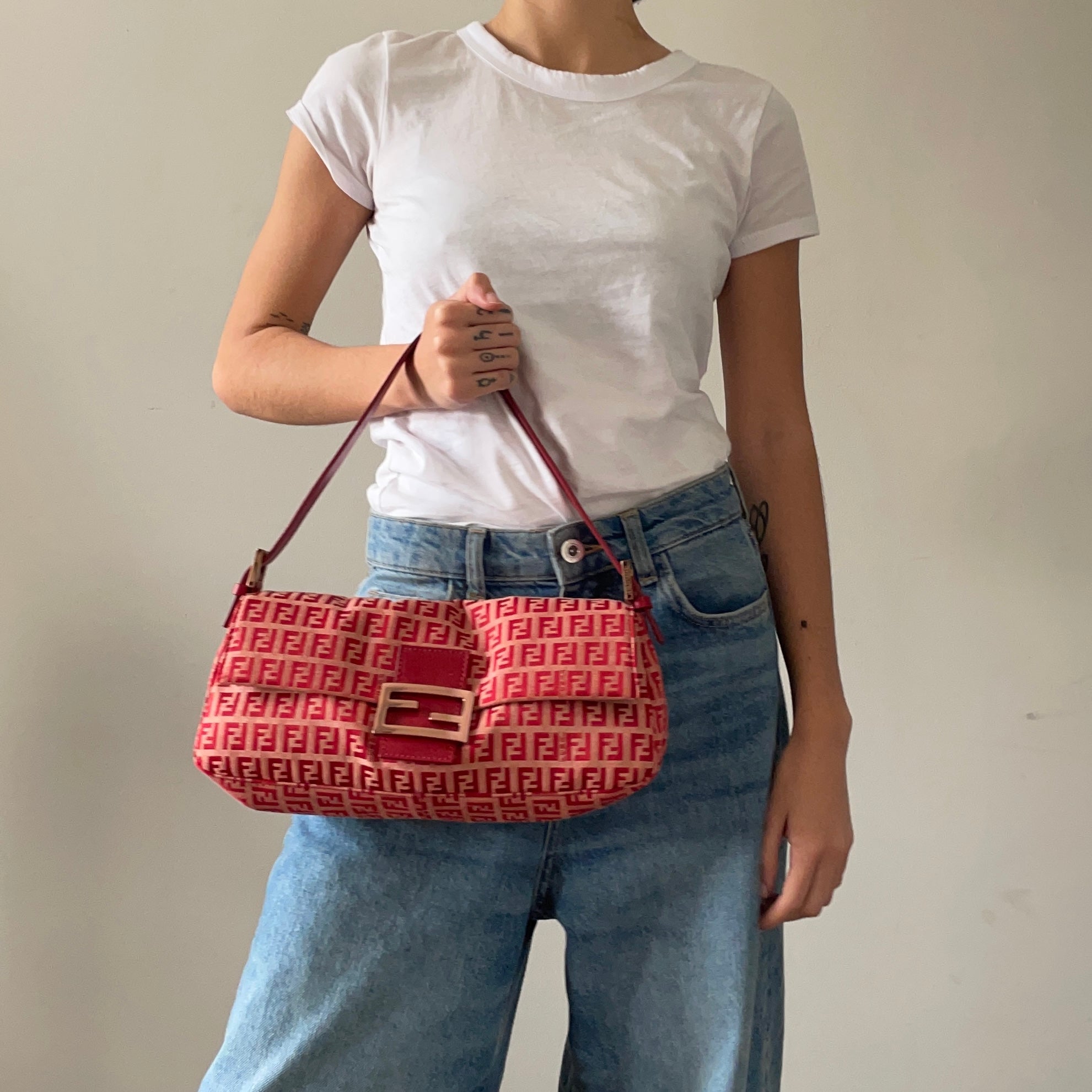 Fendi Red Monogram Baguette