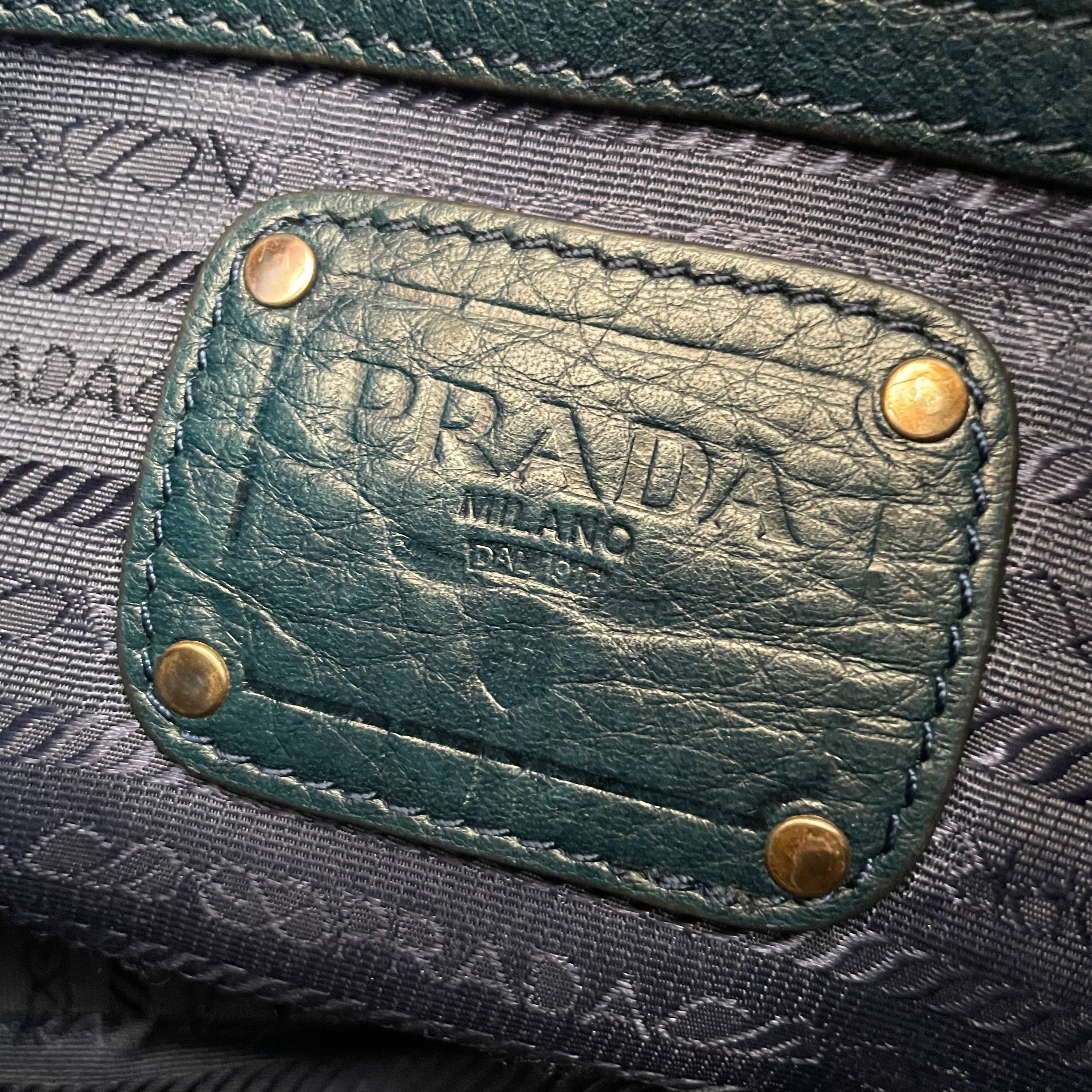 Prada Blue Leather Shoulder Bag
