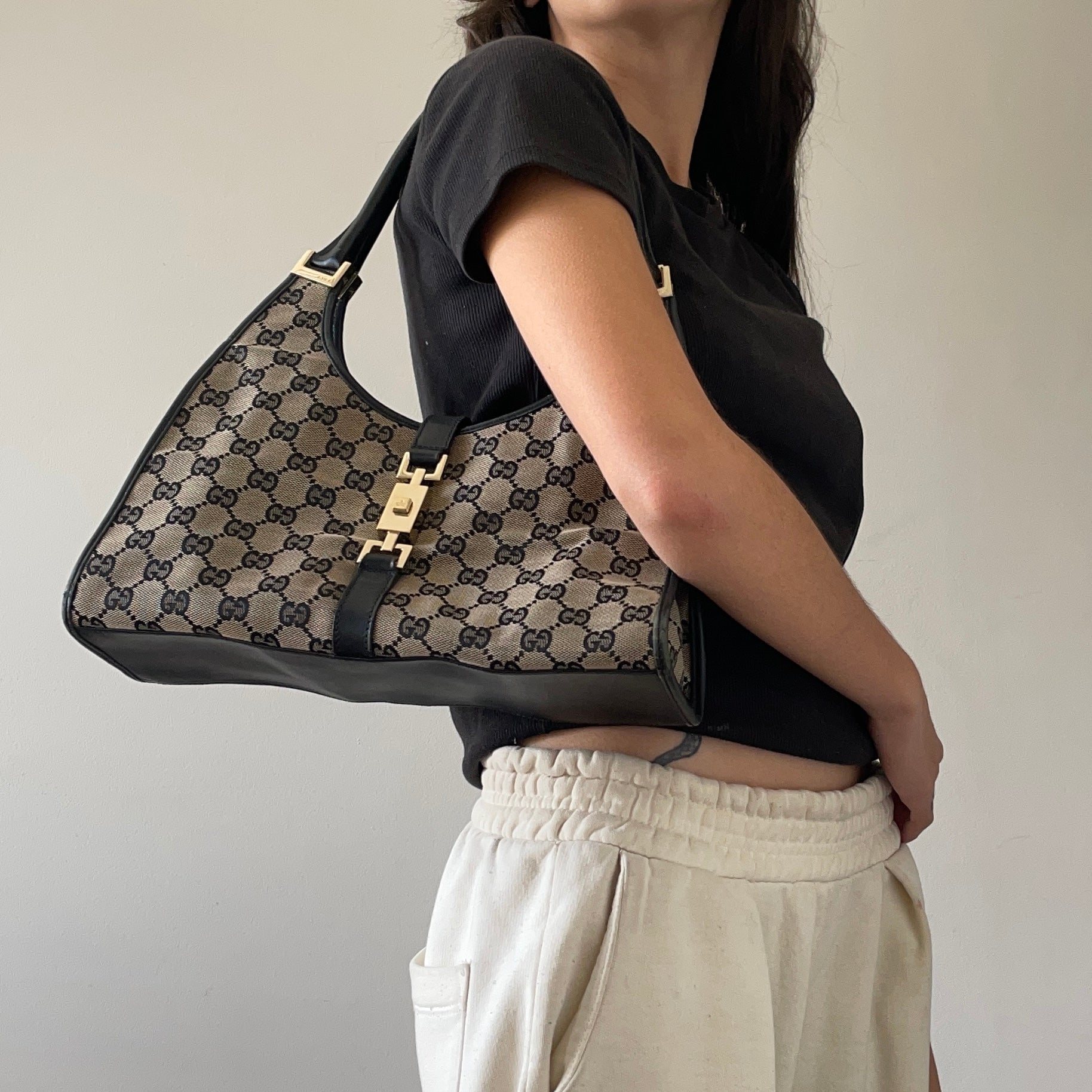 Gucci Monogram Shoulder Jackie Bag