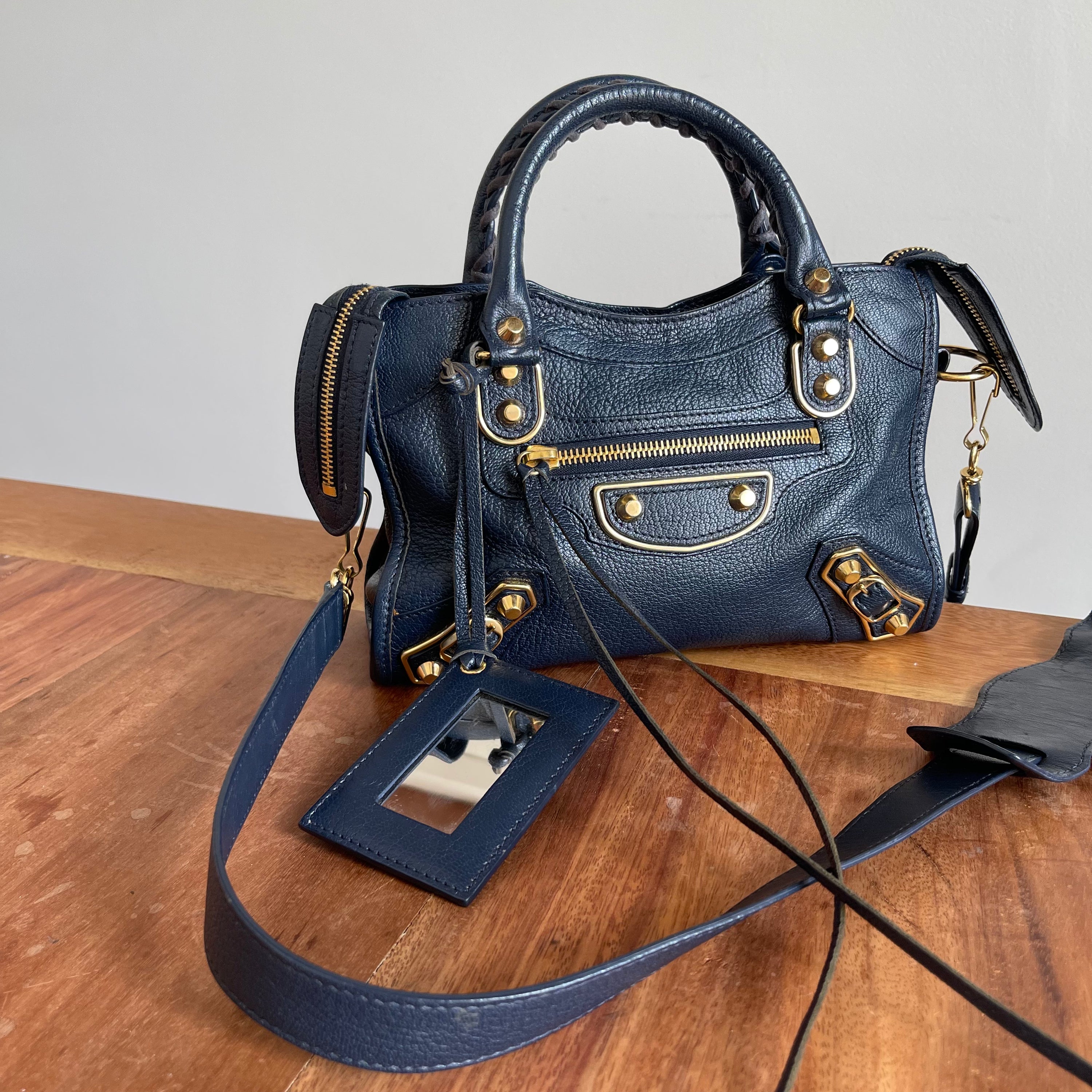 Balenciaga Mini City Motorcycle Metallic Edge
