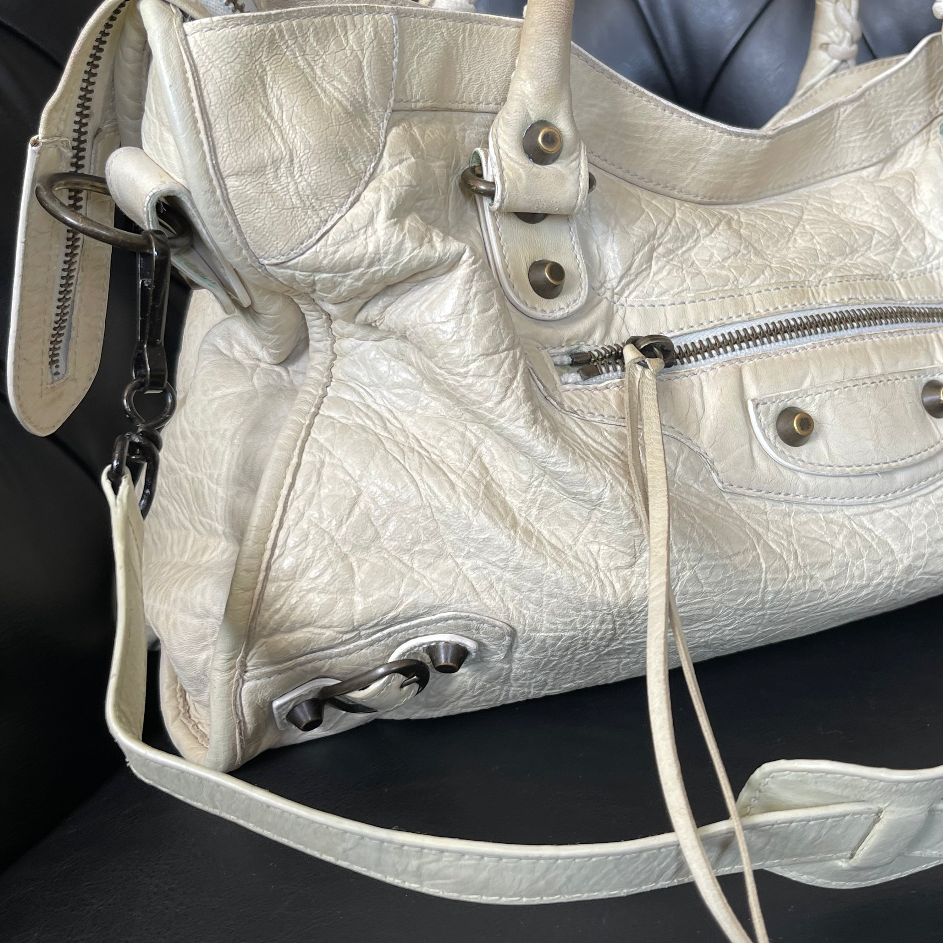 Balenciaga Motorcycle Cream Bag