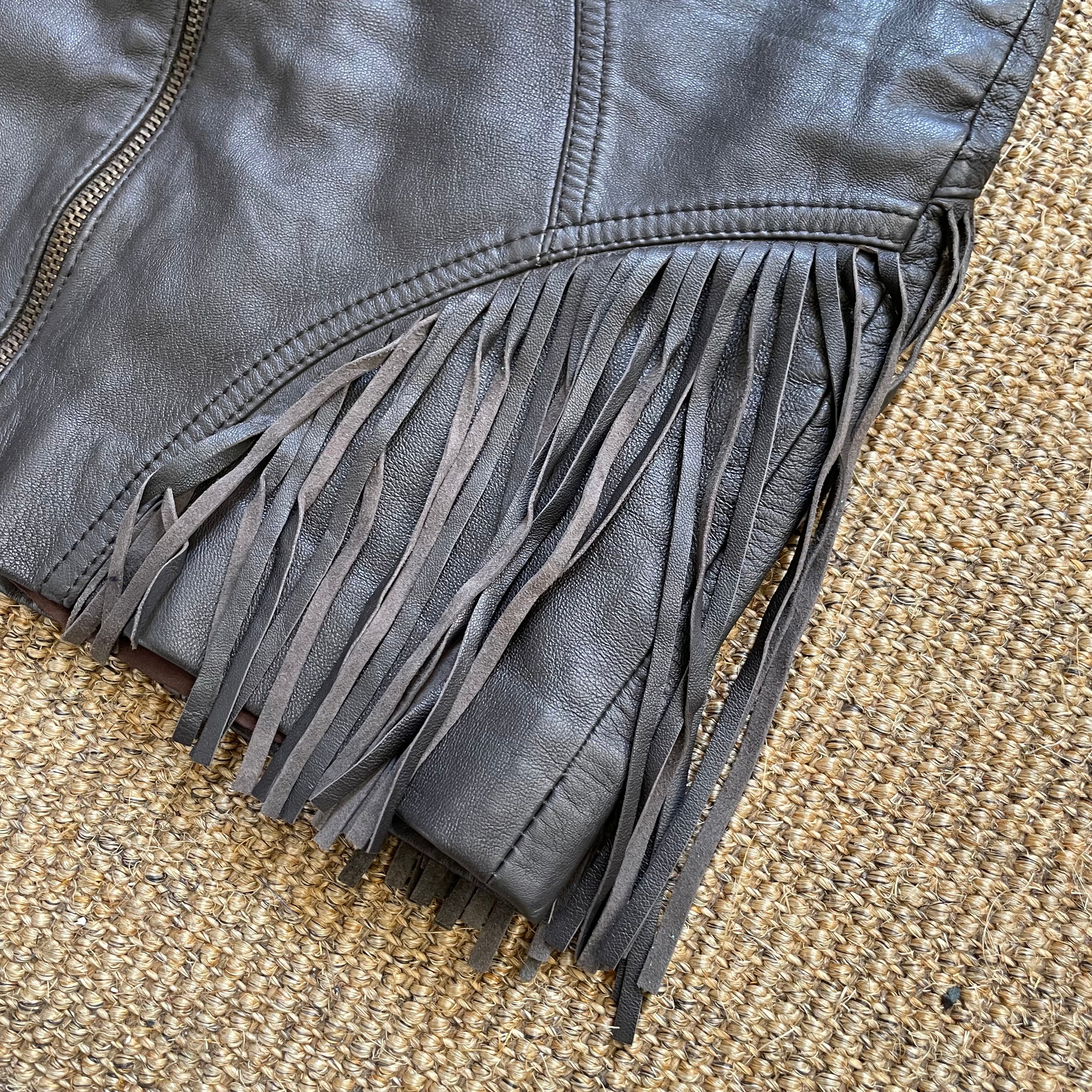 Versace Leather Fringes Skirt