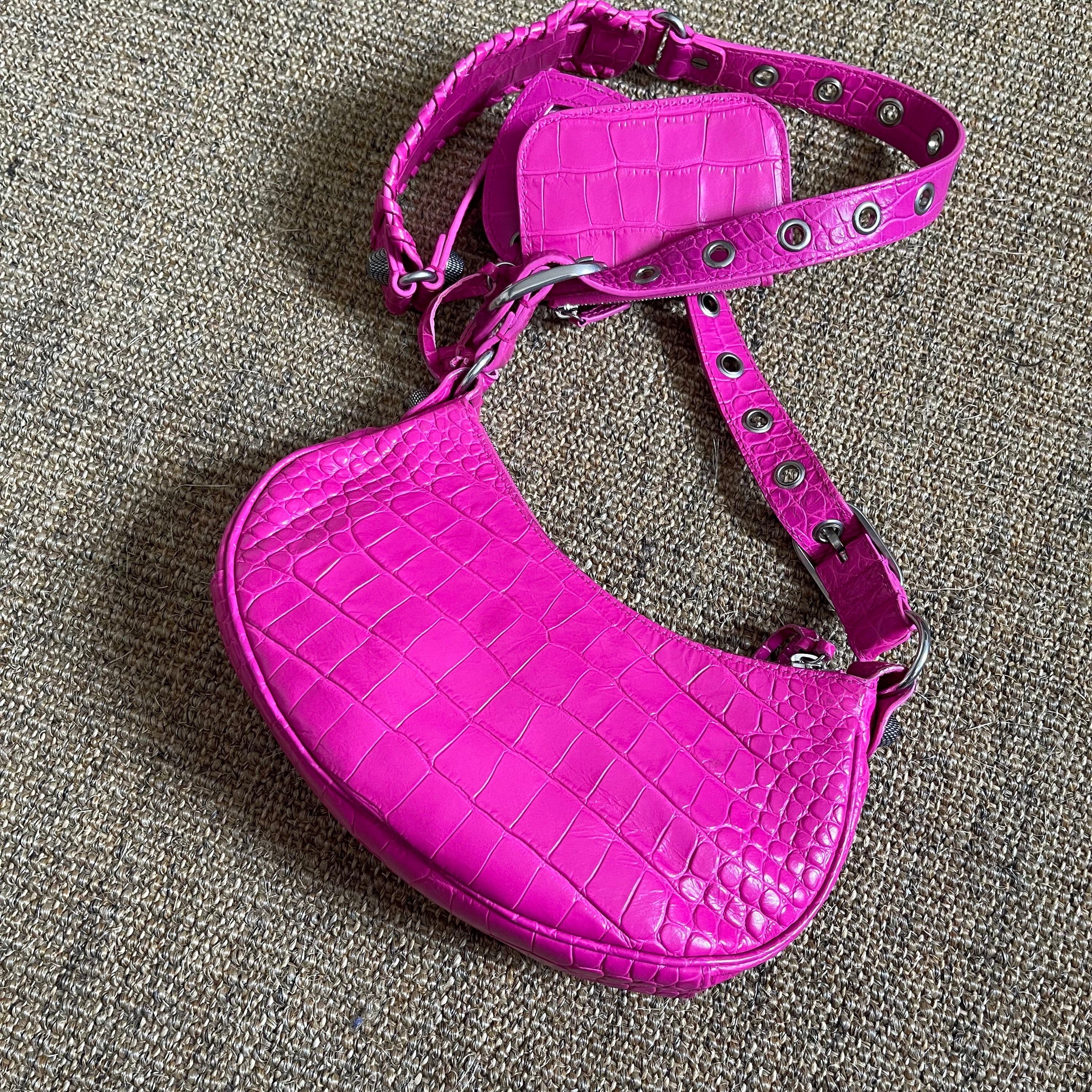 Le Cagole XS Fuchsia Croco