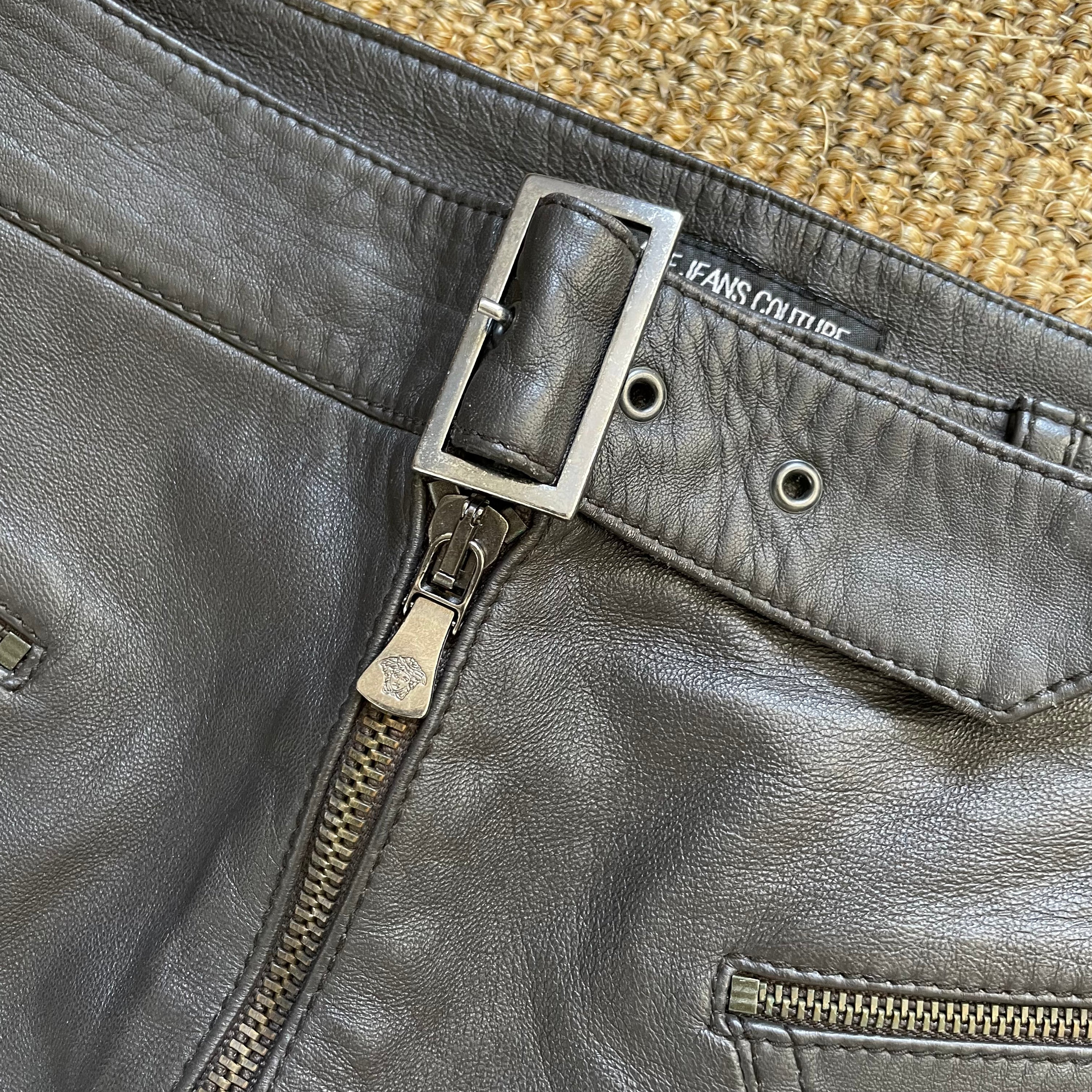 Versace Leather Fringes Skirt