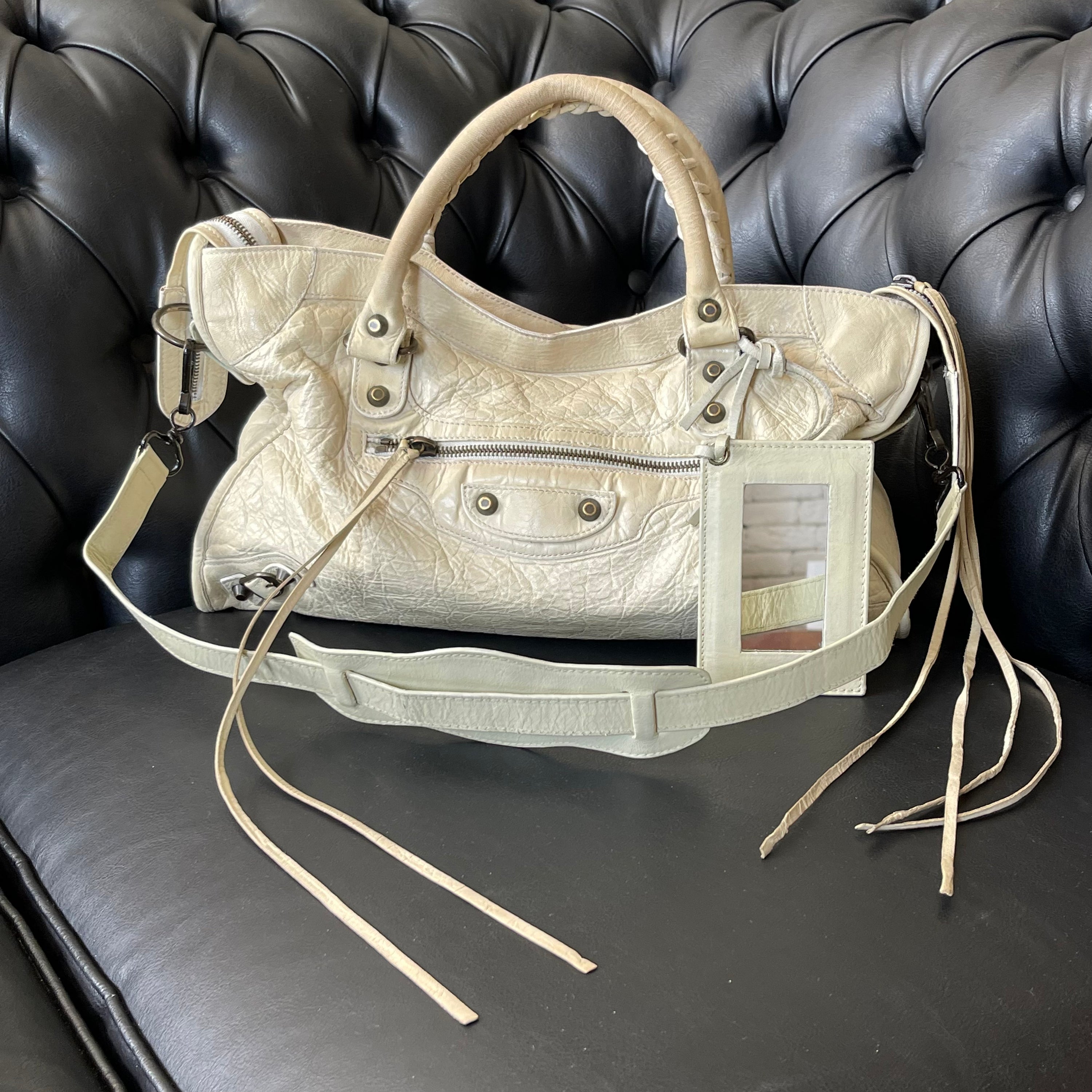 Balenciaga Motorcycle Cream Bag