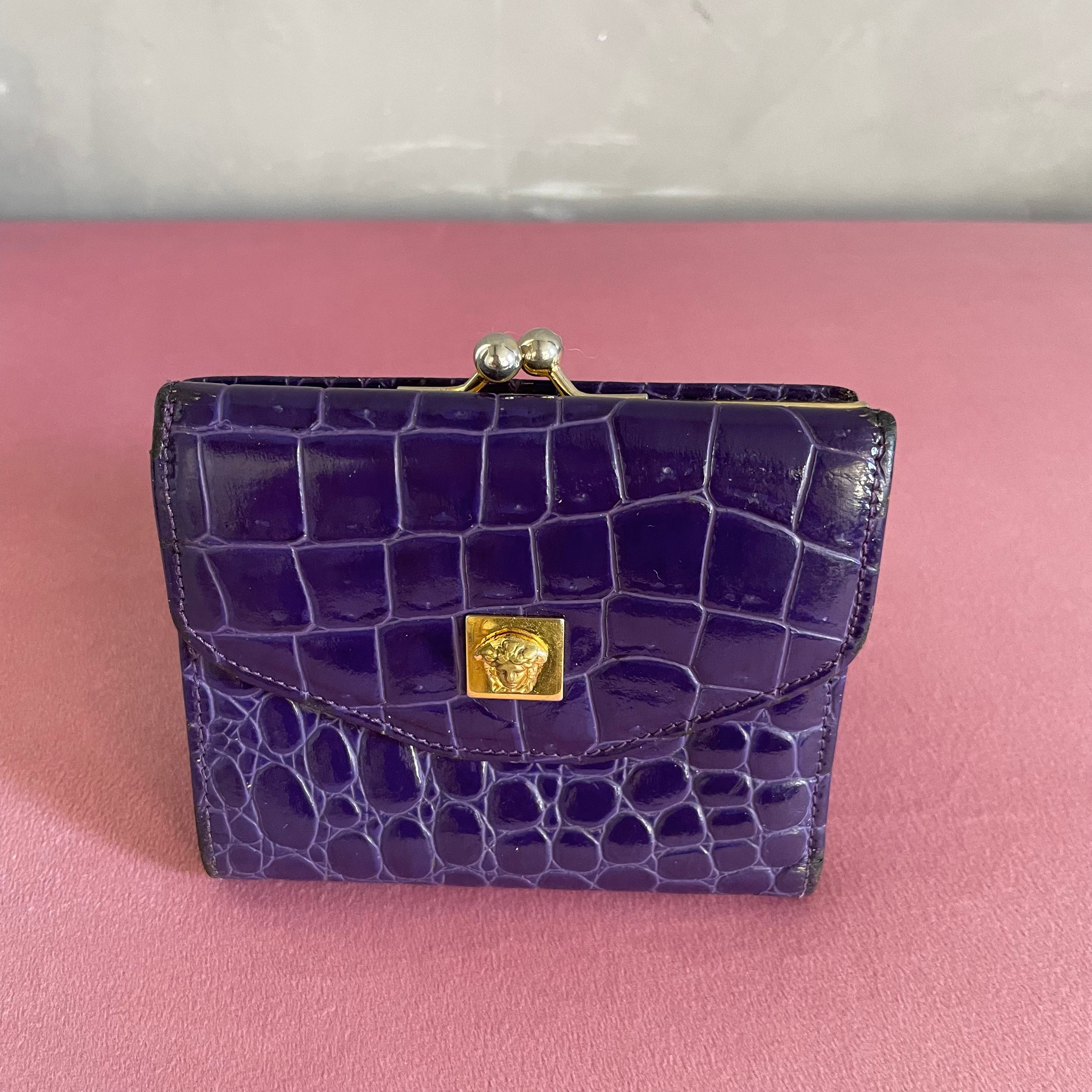 Gianni Versace Purple Croco Wallet