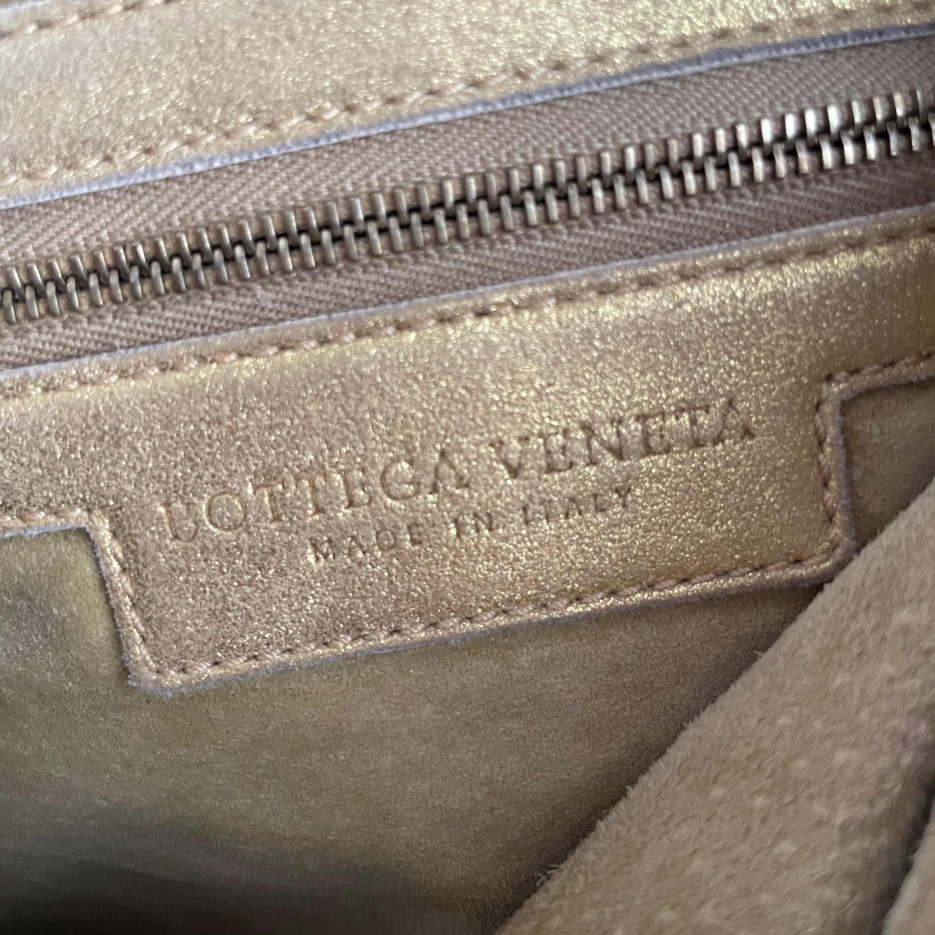 Bottega Veneta Gold Suede Intrecciato Hobo