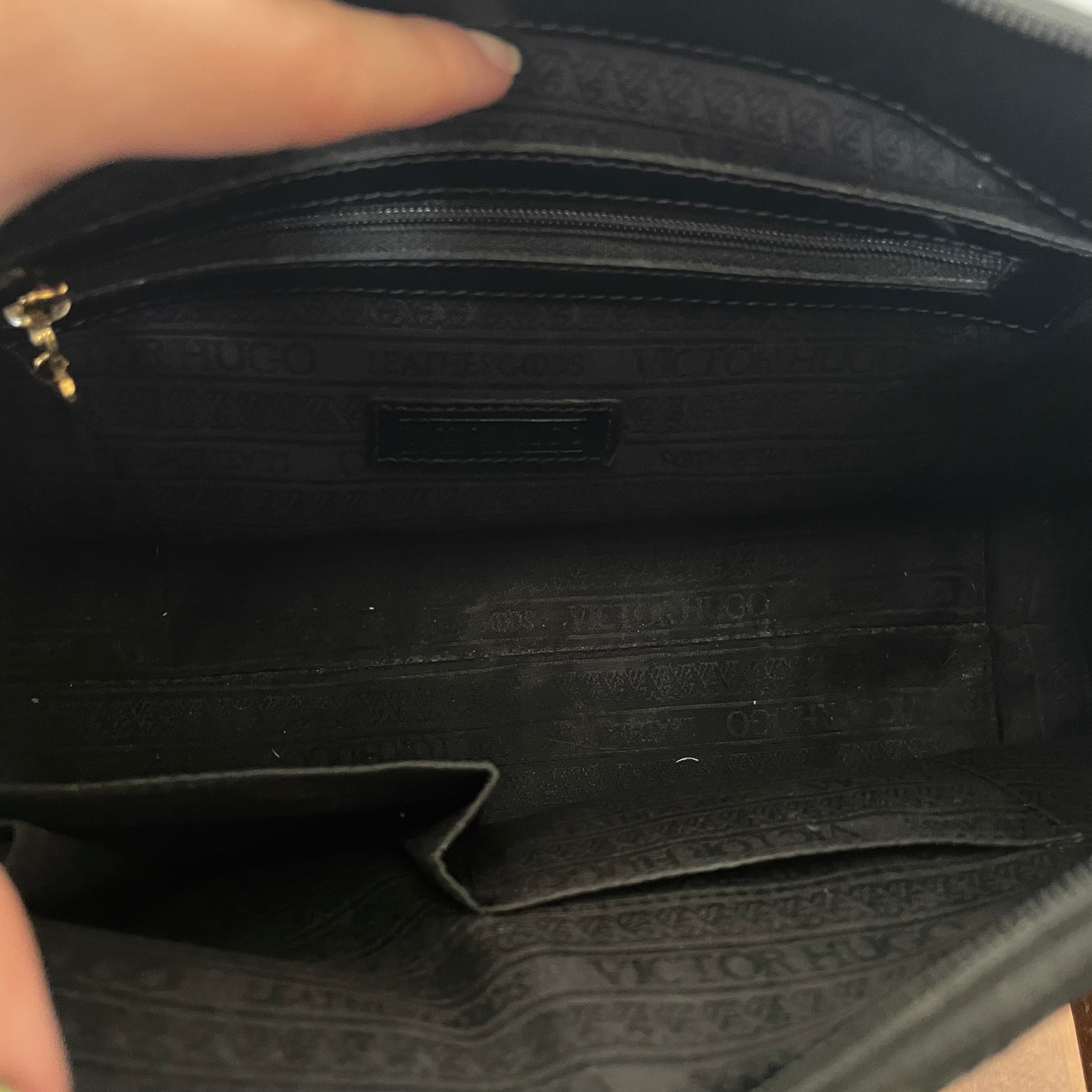 Victor Hugo Black Monogram Shoulder Bag