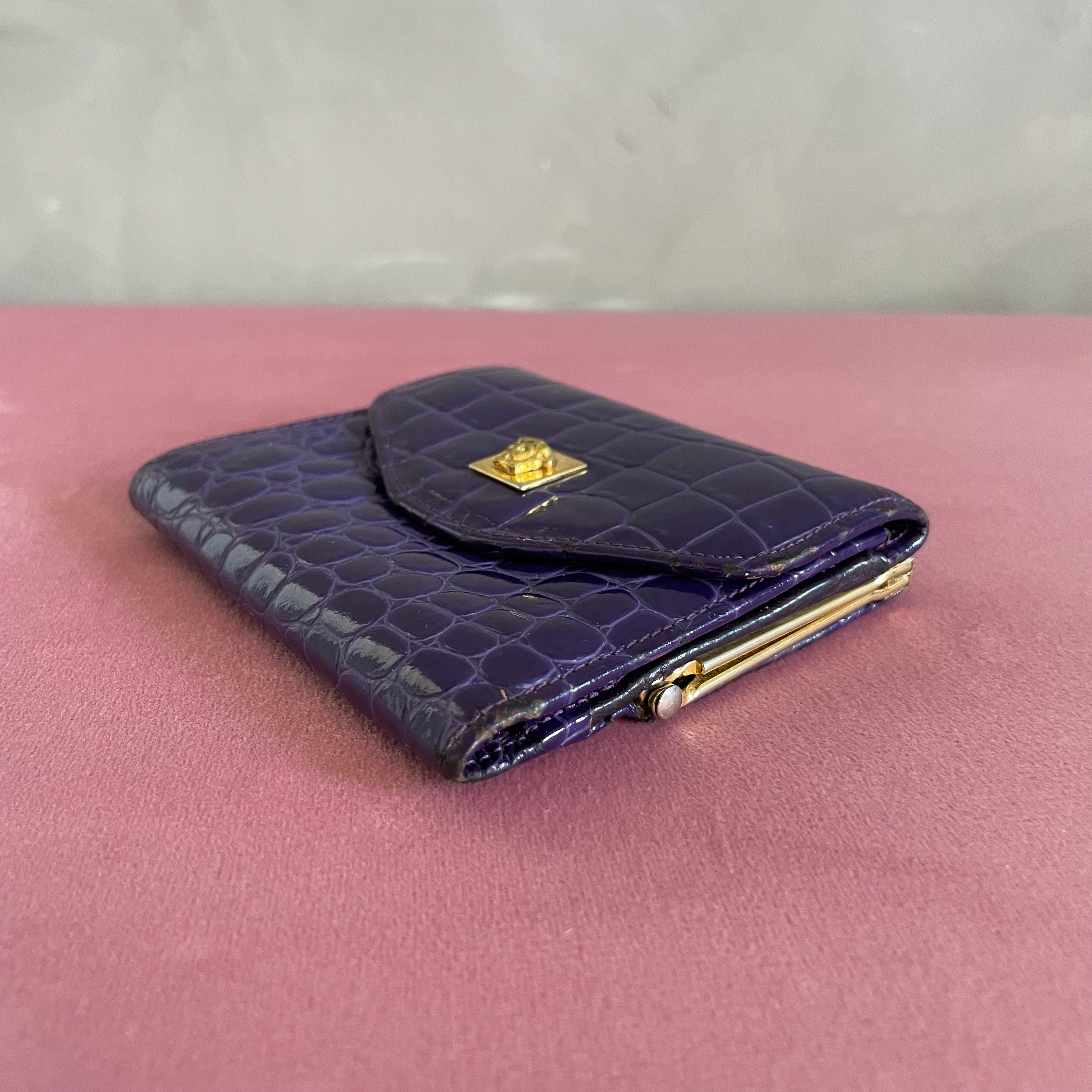 Gianni Versace Purple Croco Wallet